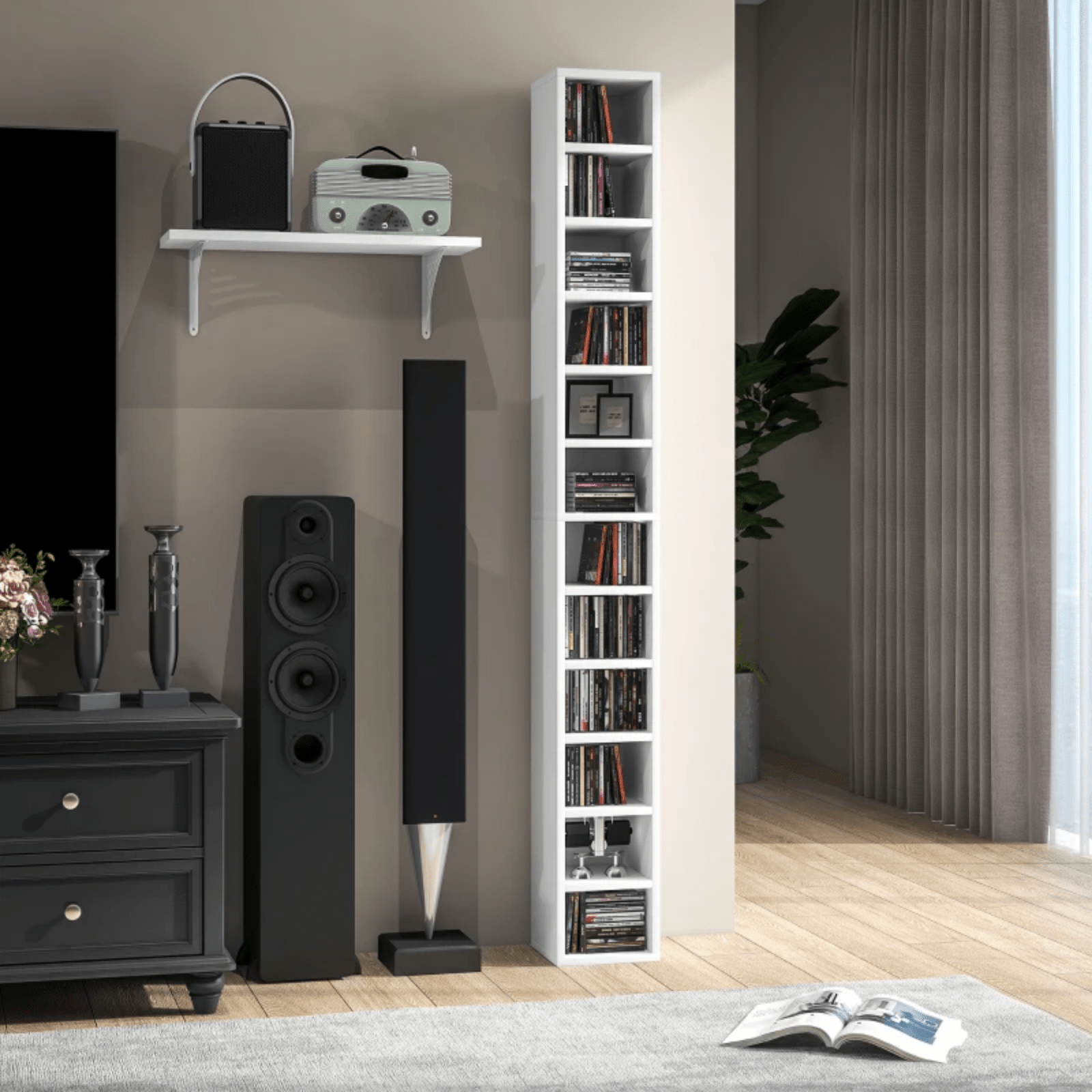 204 CD Storage Unit DVD Storage Tower for Living Room Media Shelving Home Office - Home and Garden Furniture Shop - rustic - furniture