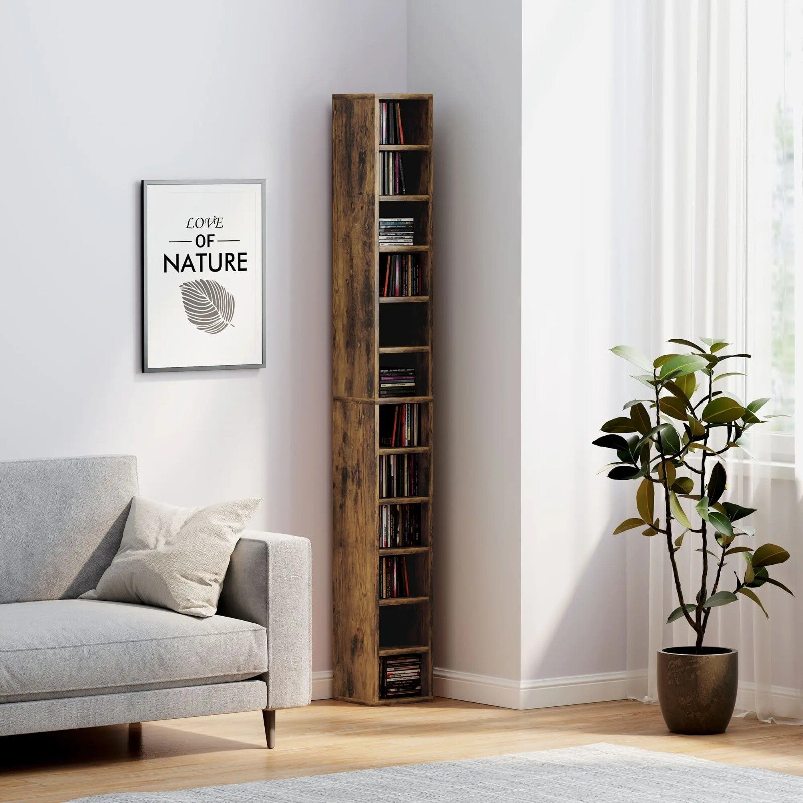 204 CD Storage Unit DVD Storage Tower for Living Room Media Shelving Home Office - Home and Garden Furniture Shop - rustic - furniture