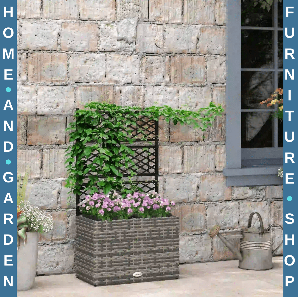 22L Garden Rattan Planter With Trellis Free Standing Raised Bed Two Plant Boxes - Home and Garden Furniture Shop - rustic - furniture