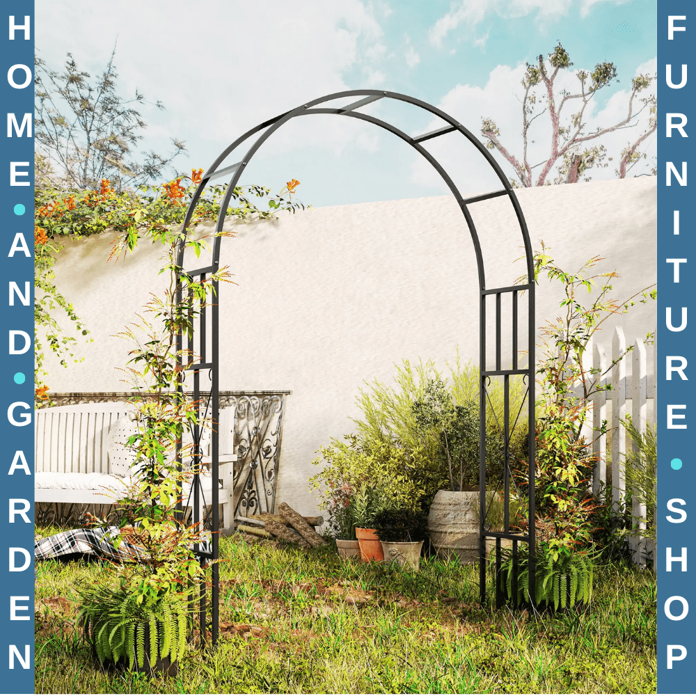 2.2m High × 1.5m Wide Steel Garden Arch Trellis for Climbing Plants Roses Black - Home and Garden Furniture Shop - #rustic - furniture#