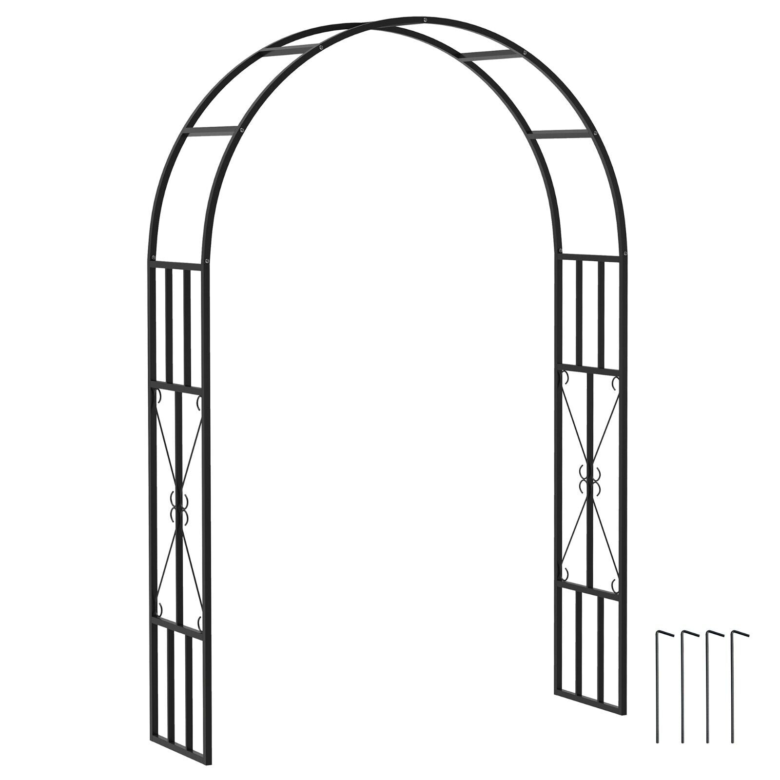 2.2m High × 1.5m Wide Steel Garden Arch Trellis for Climbing Plants Roses Black - Home and Garden Furniture Shop - #rustic - furniture#