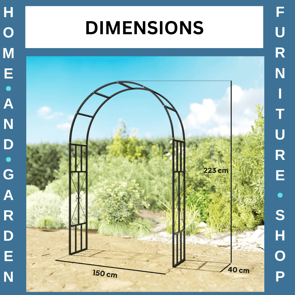2.2m High × 1.5m Wide Steel Garden Arch Trellis for Climbing Plants Roses Black - Home and Garden Furniture Shop - #rustic - furniture#