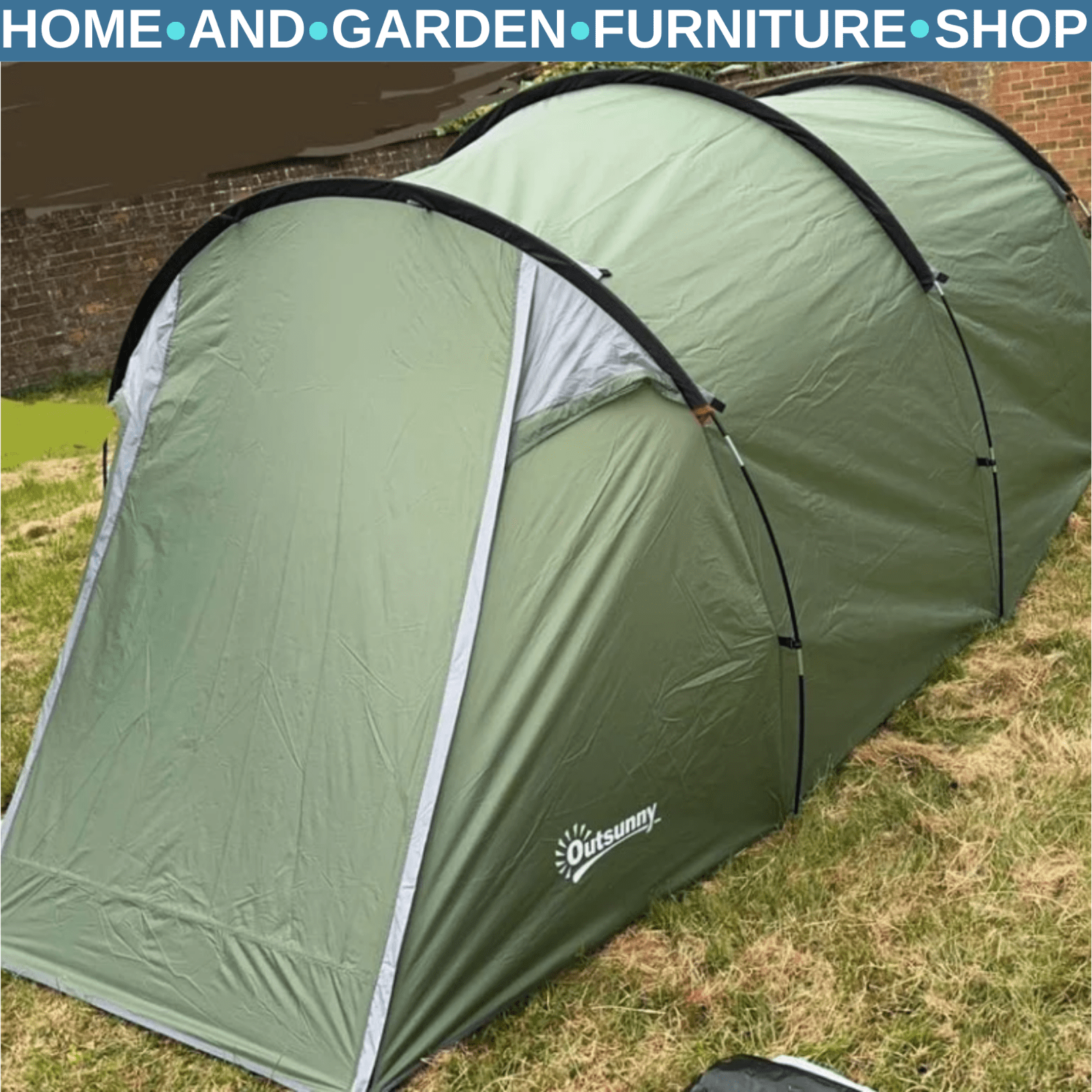 2–3 Person Tunnel Camping Tent, Groundsheet Rainfly Air Vents Waterproof Shelter - Home and Garden Furniture Shop - rustic - furniture