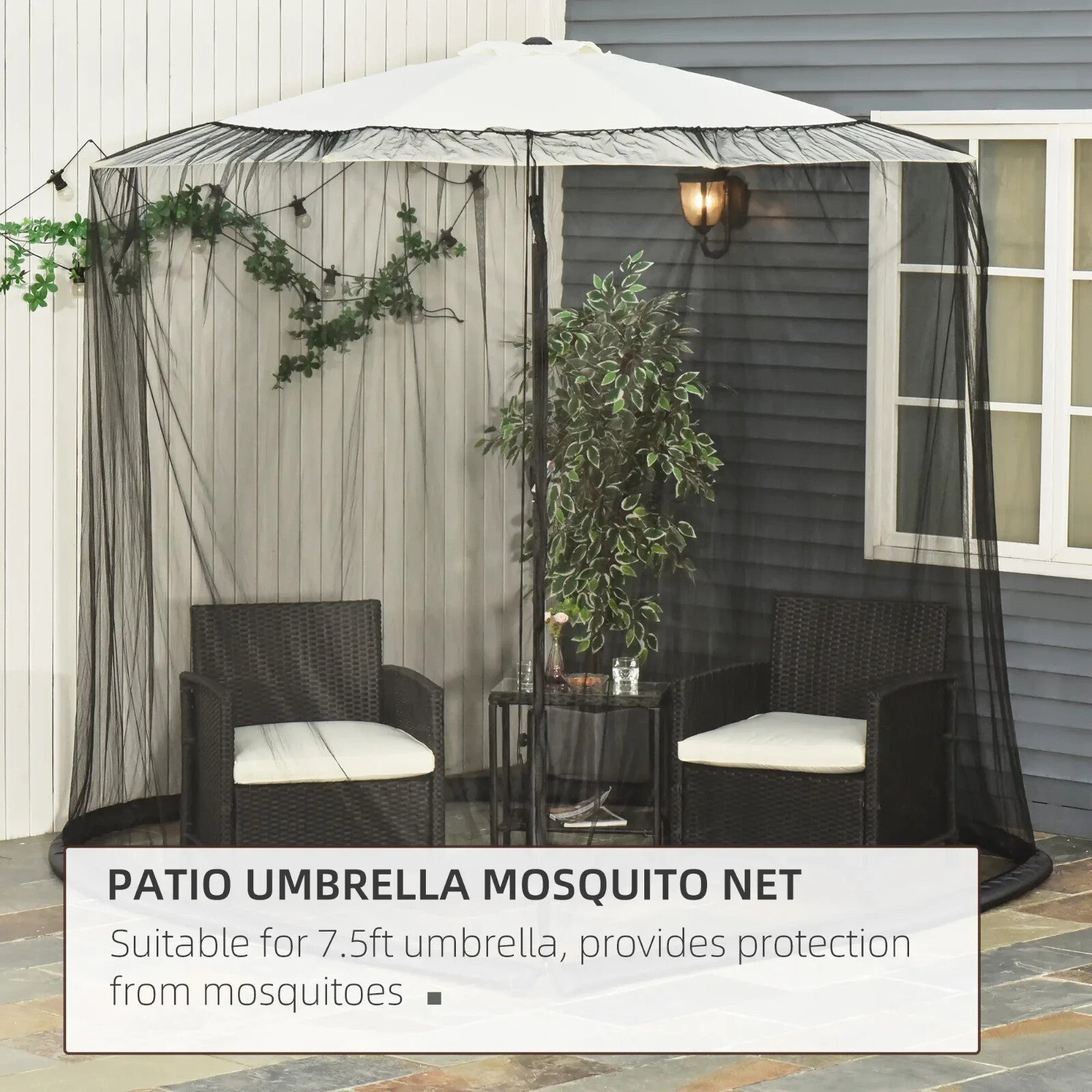 2.3m Garden Parasol Table Net Cover Screen Bug Netting Cover with Plastic Frame - Home and Garden Furniture Shop - rustic - furniture