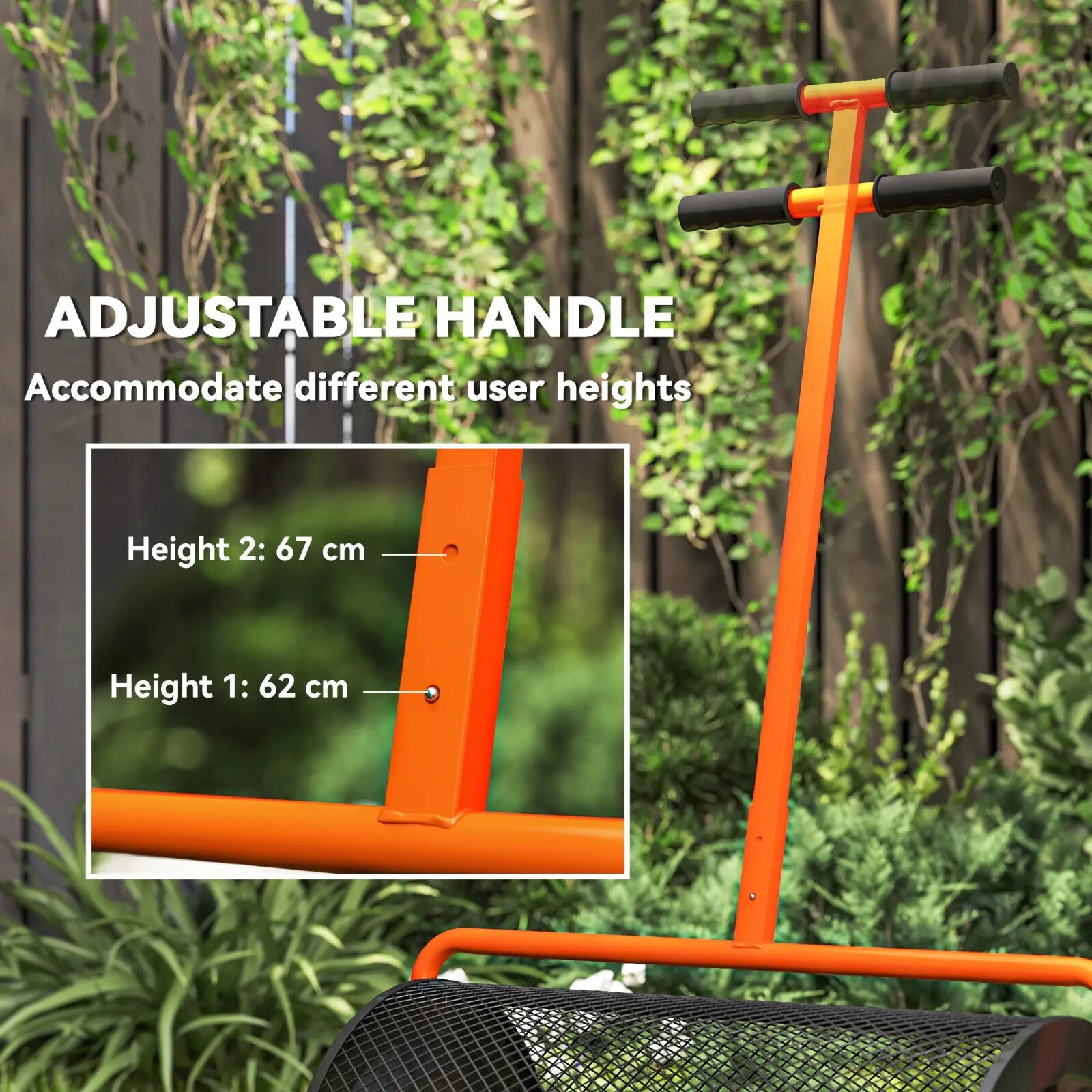 24" Compost Peat Moss Spreader with Adjustable Handle & Metal Mesh Basket Garden - Home and Garden Furniture Shop - rustic - furniture