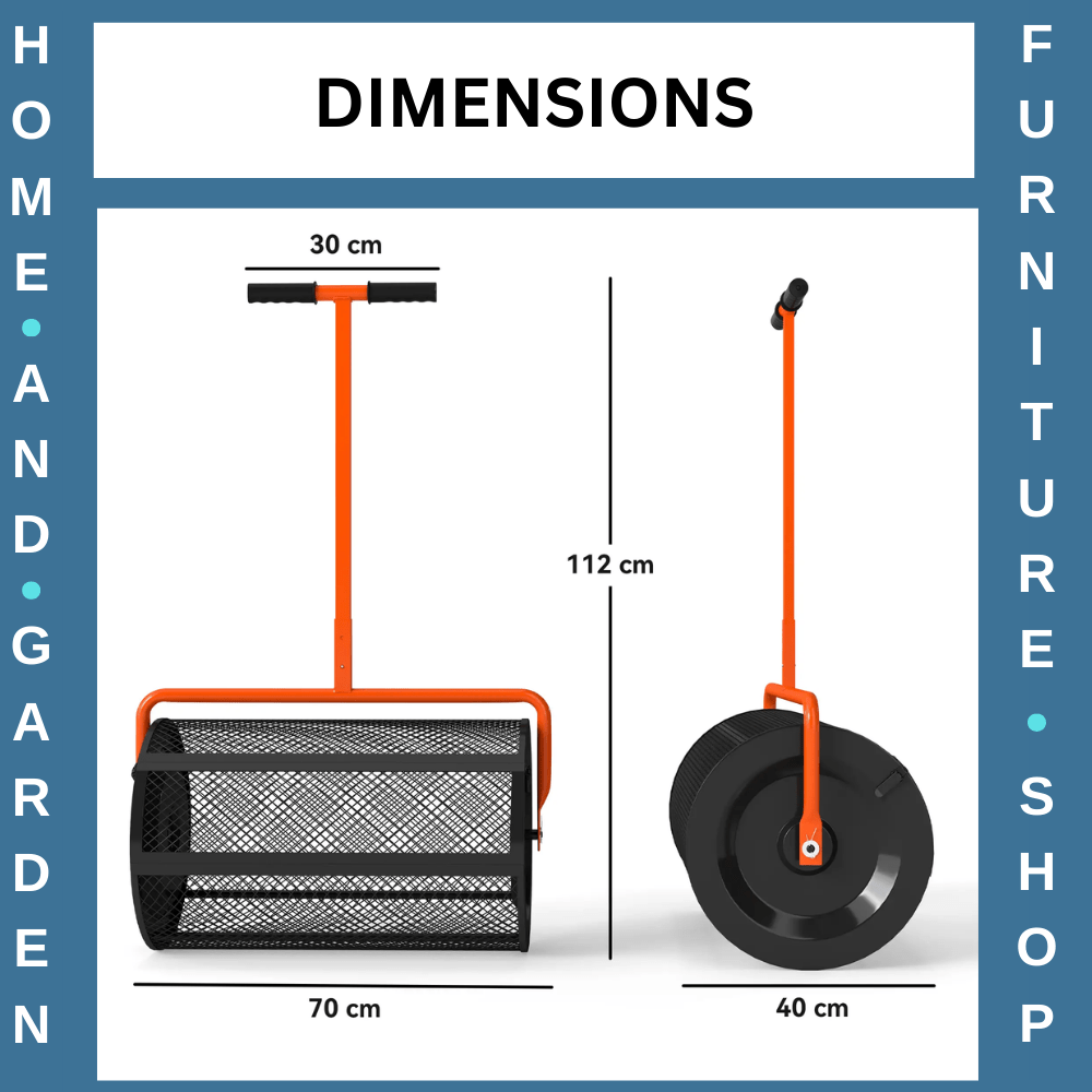 24" Compost Peat Moss Spreader with Adjustable Handle & Metal Mesh Basket Garden - Home and Garden Furniture Shop - rustic - furniture