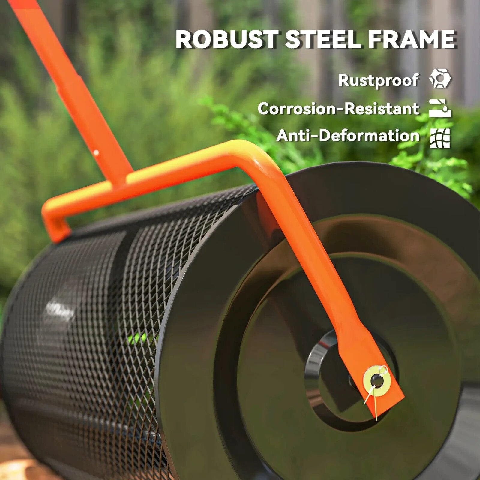 24" Compost Peat Moss Spreader with Adjustable Handle & Metal Mesh Basket Garden - Home and Garden Furniture Shop - rustic - furniture