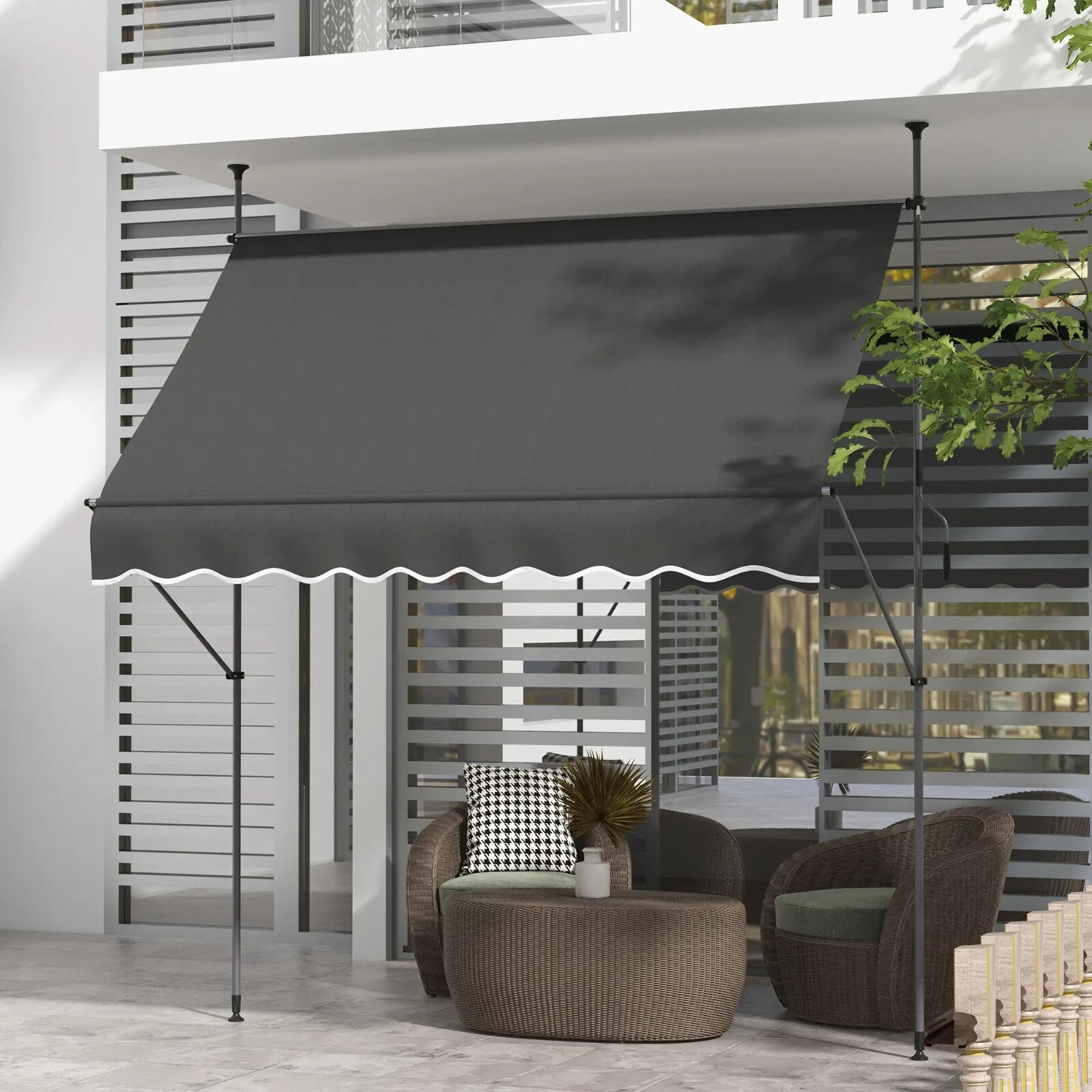 2.5 x 1.2m Retractable Free Standing Awning UV Resistant Patio Door Sun Shade - Home and Garden Furniture Shop - rustic - furniture
