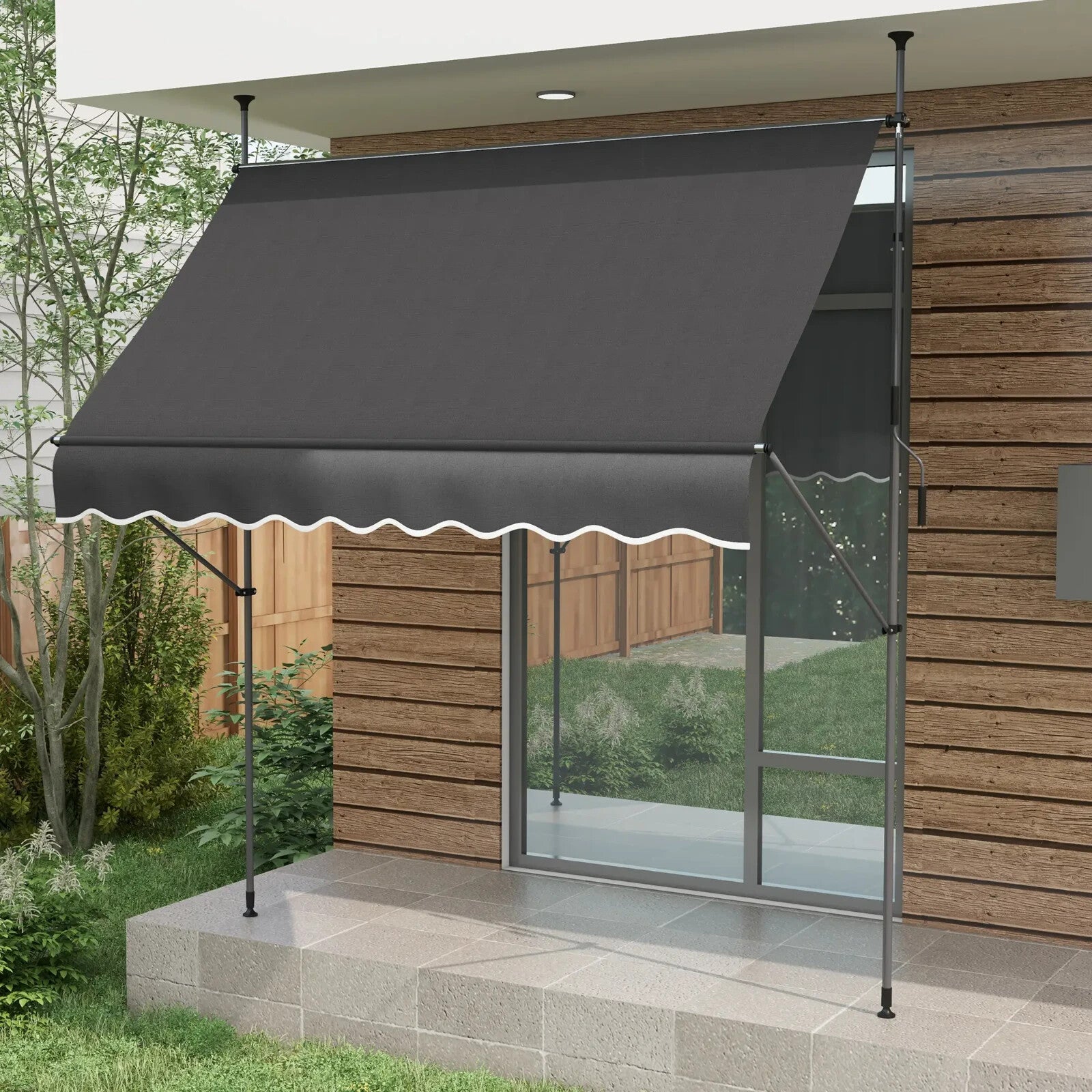 2.5 x 1.2m Retractable Free Standing Awning UV Resistant Patio Door Sun Shade - Home and Garden Furniture Shop - rustic - furniture