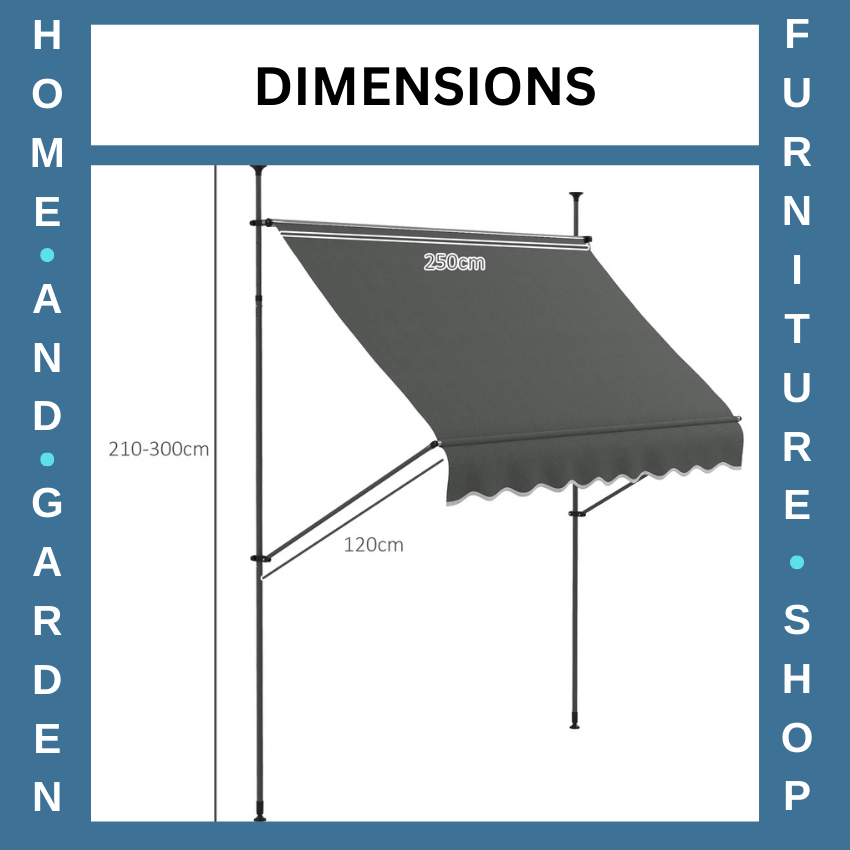 2.5 x 1.2m Retractable Free Standing Awning UV Resistant Patio Door Sun Shade - Home and Garden Furniture Shop - rustic - furniture