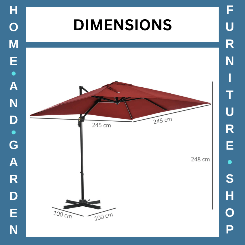 2.5 x 2.5m Cantilever Offset Garden Parasol with 360 Rotation & Aluminium Frame - Home and Garden Furniture Shop - rustic - furniture