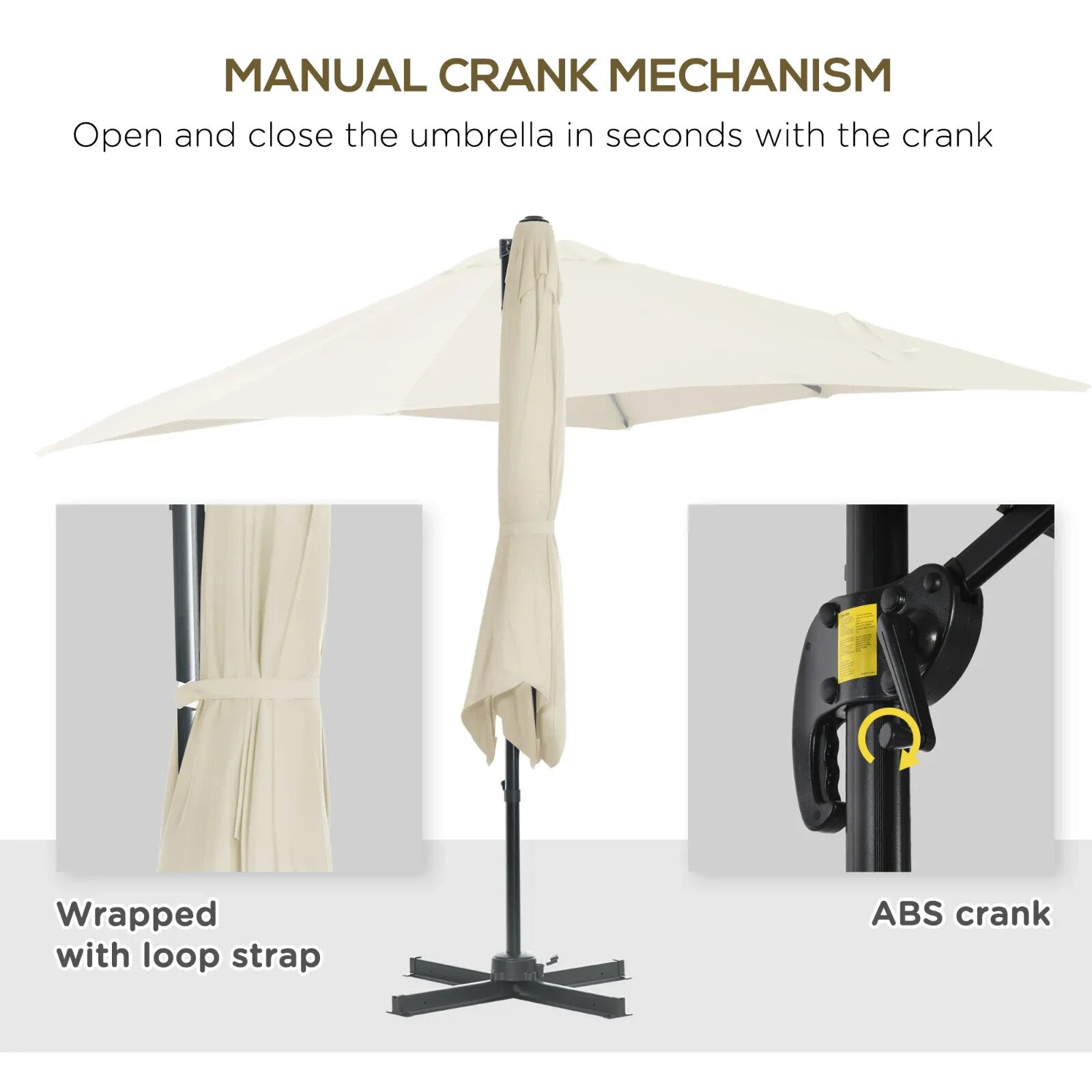 2.5 x 2.5m Cantilever Offset Parasol Umbrella w/ 360 Rotation & Aluminium Frame - Home and Garden Furniture Shop - rustic - furniture