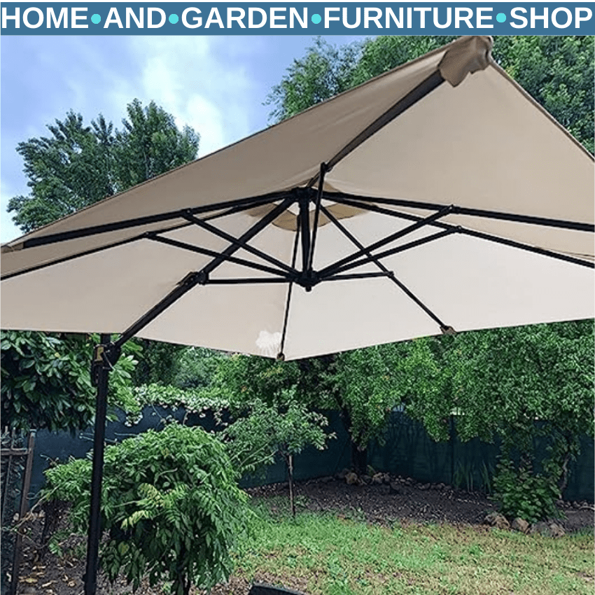 2.5 x 2.5m Cantilever Offset Parasol Umbrella w/ 360 Rotation & Aluminium Frame - Home and Garden Furniture Shop - rustic - furniture