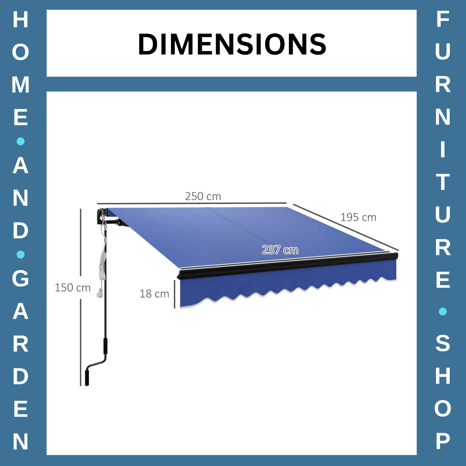 2.5 x 2m Electric Awning with LED Light Remote Control Aluminium UV50 Sun Canopy - Home and Garden Furniture Shop - rustic - furniture