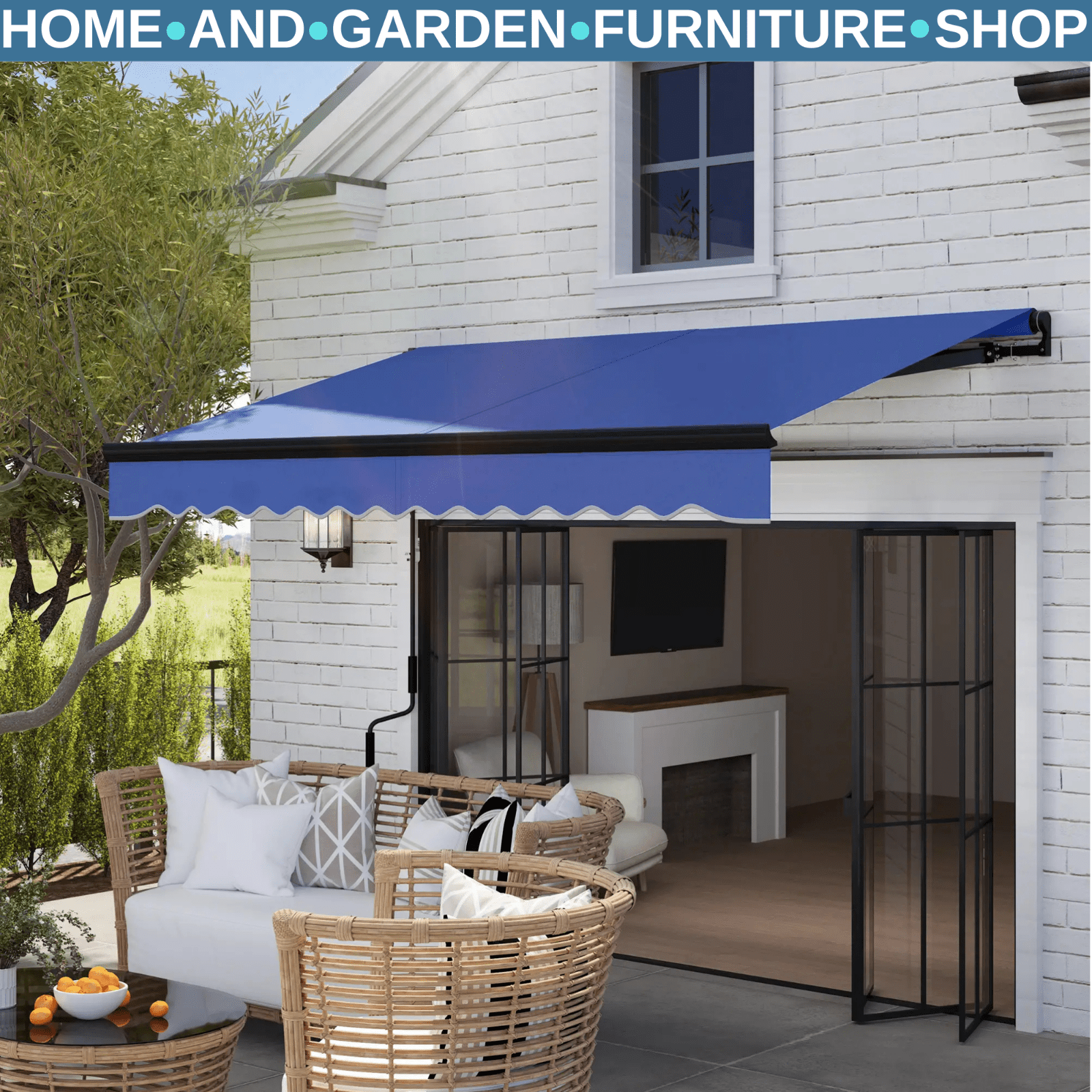 2.5 x 2m Electric Awning with LED Light Remote Control Aluminium UV50 Sun Canopy - Home and Garden Furniture Shop - rustic - furniture