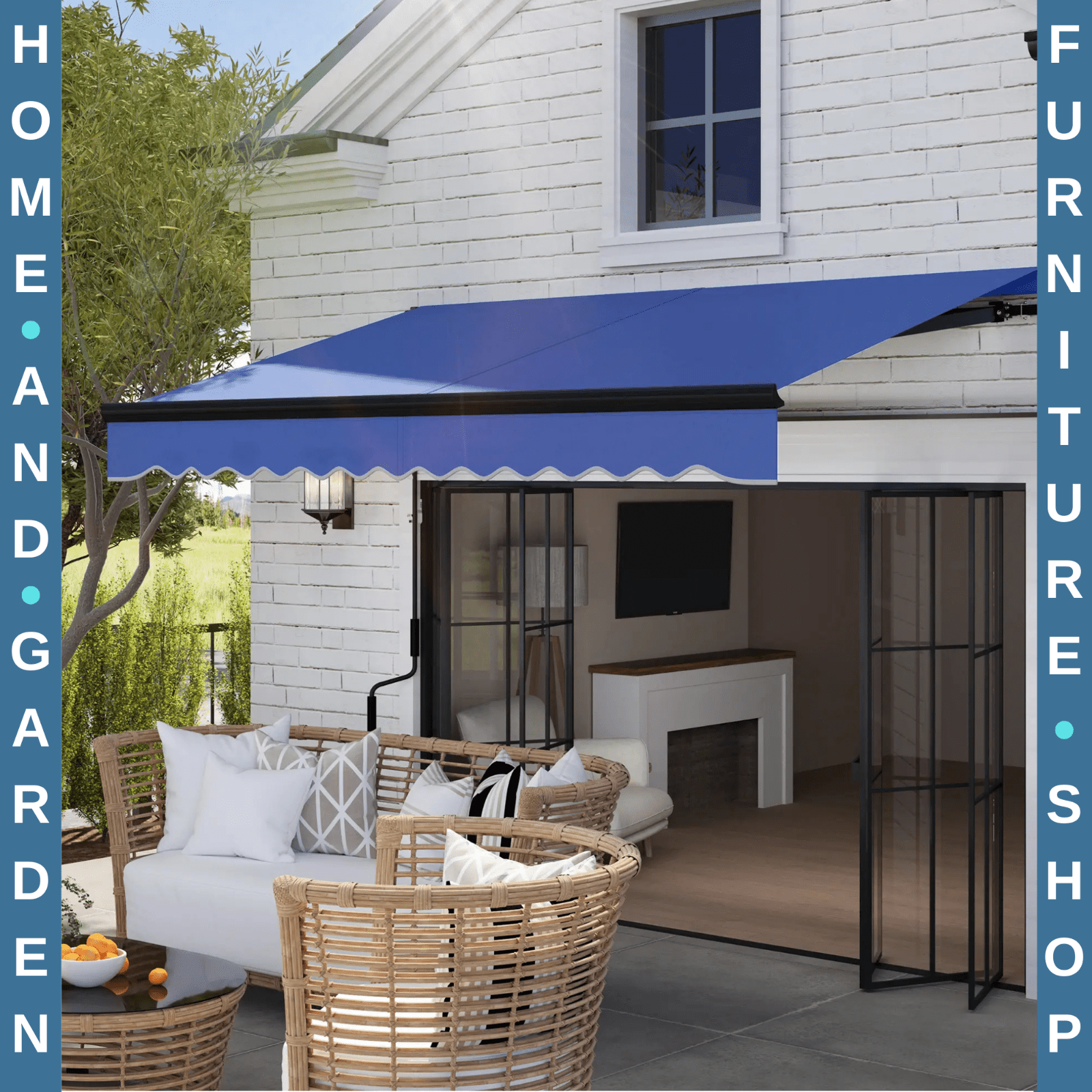 2.5 x 2m Electric Awning with LED Light Remote Control Aluminium UV50 Sun Canopy - Home and Garden Furniture Shop - rustic - furniture