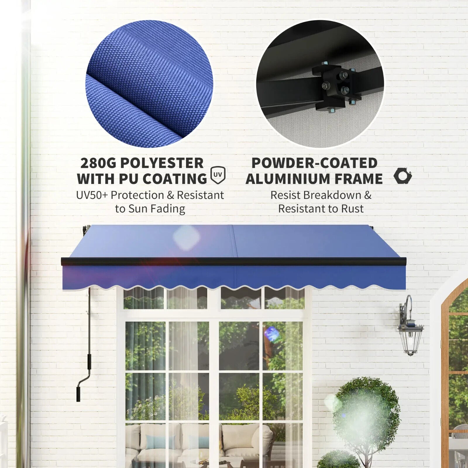 2.5 x 2m Electric Awning with LED Light Remote Control Aluminium UV50 Sun Canopy - Home and Garden Furniture Shop - rustic - furniture