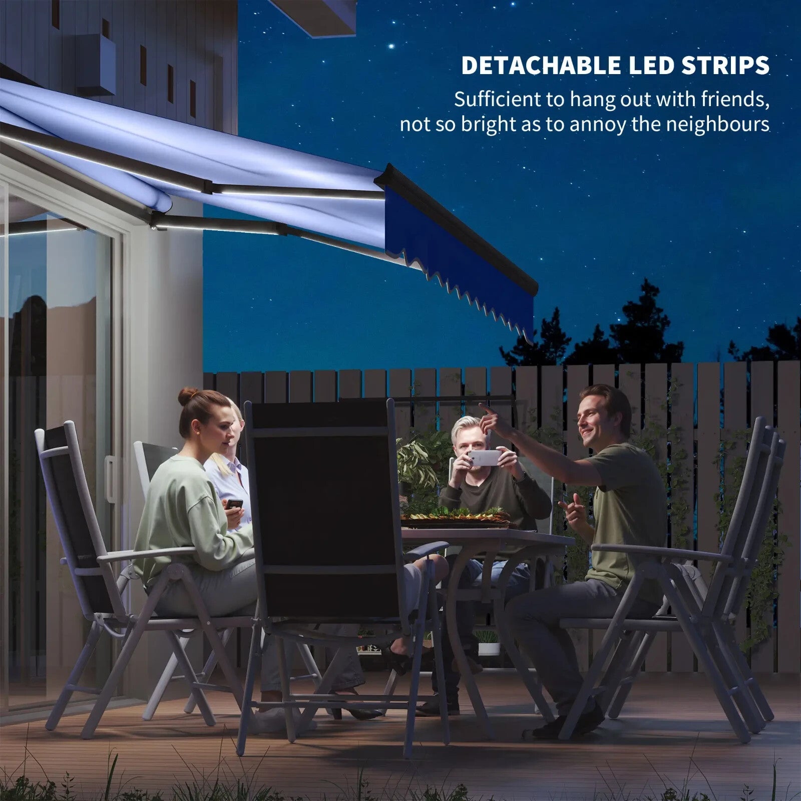 2.5 x 2m Electric Awning with LED Light Remote Control Aluminium UV50 Sun Canopy - Home and Garden Furniture Shop - rustic - furniture