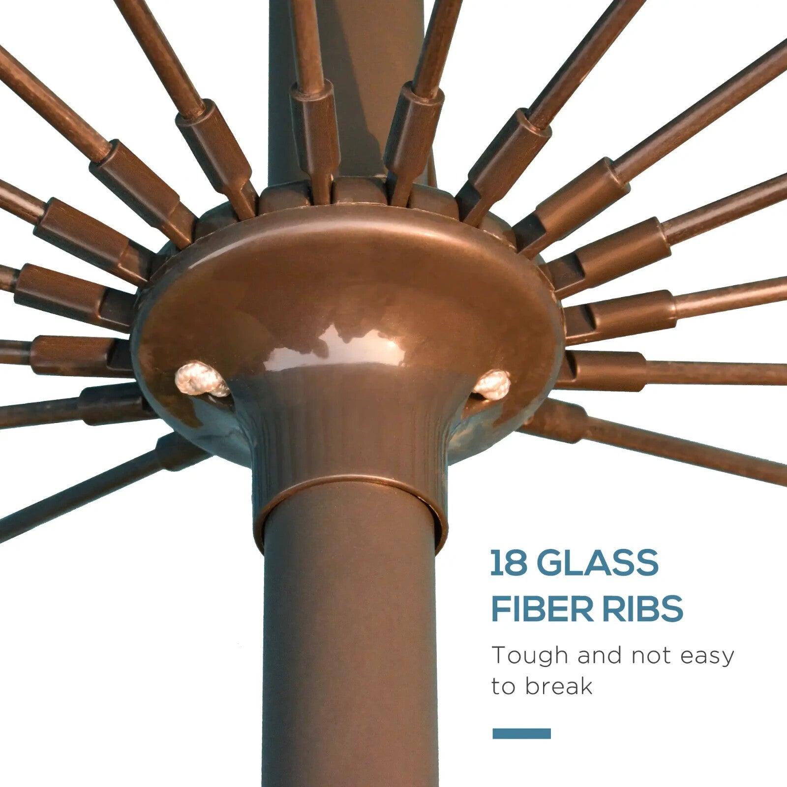 255cm Garden Parasol w/ 18 Ribs Tilt and Crank Outdoor Sunshade Patio Umbrella - Home and Garden Furniture Shop - rustic - furniture