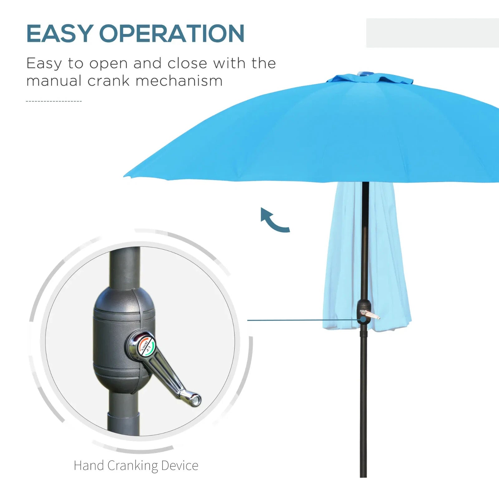 255cm Garden Parasol w/ 18 Ribs Tilt and Crank Outdoor Sunshade Patio Umbrella - Home and Garden Furniture Shop - rustic - furniture