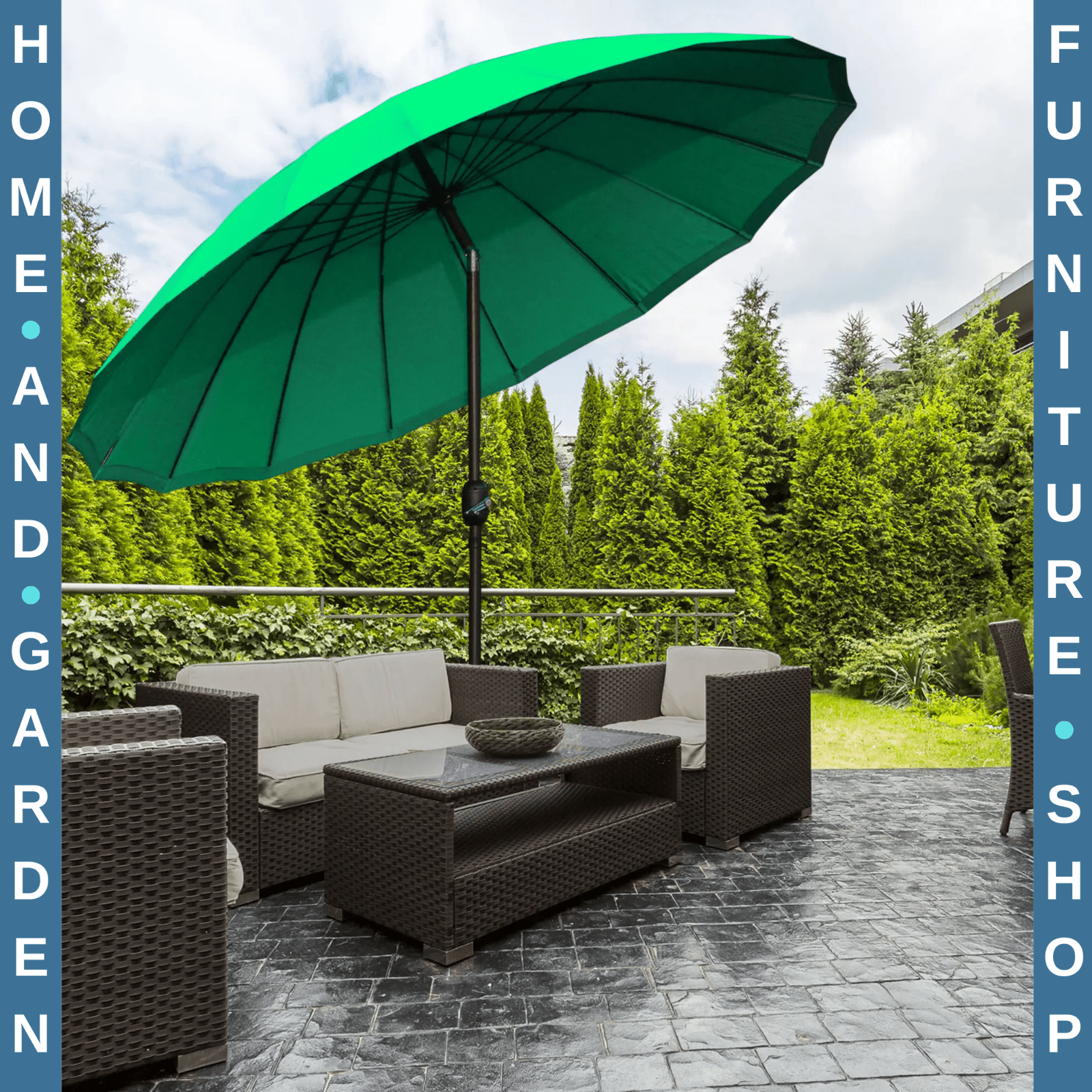 255cm Garden Parasol with 18 Ribs Tilt & Crank Outdoor Sunshade Patio Umbrella - Home and Garden Furniture Shop - rustic - furniture
