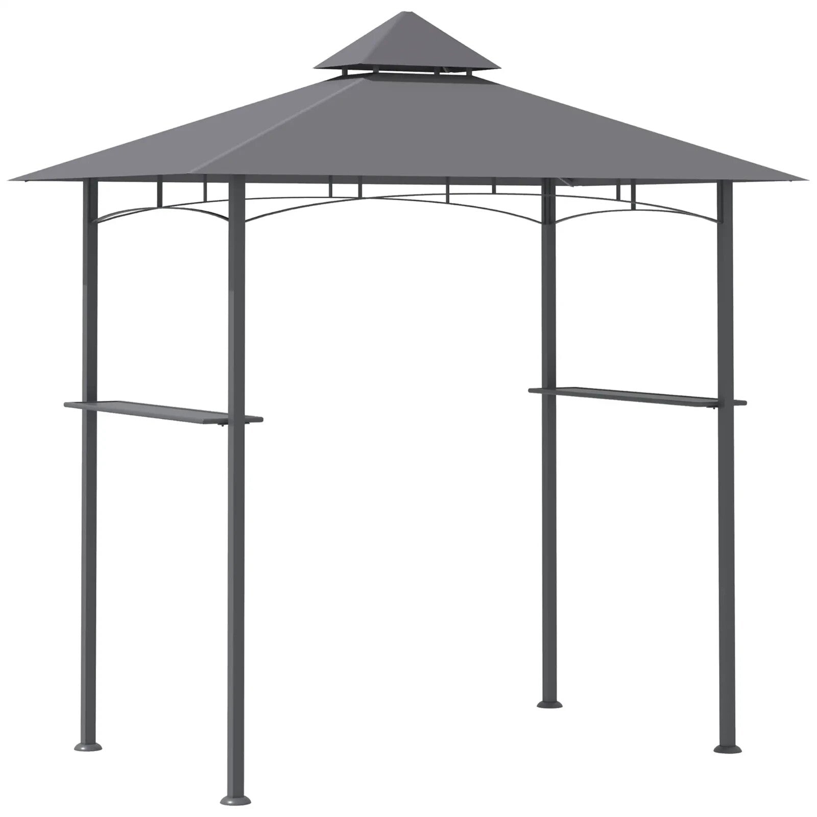 2.5m BBQ Gazebo with Double Tier Canopy Grill Shelter Outdoor Patio Tent – Grey - Home and Garden Furniture Shop - rustic - furniture