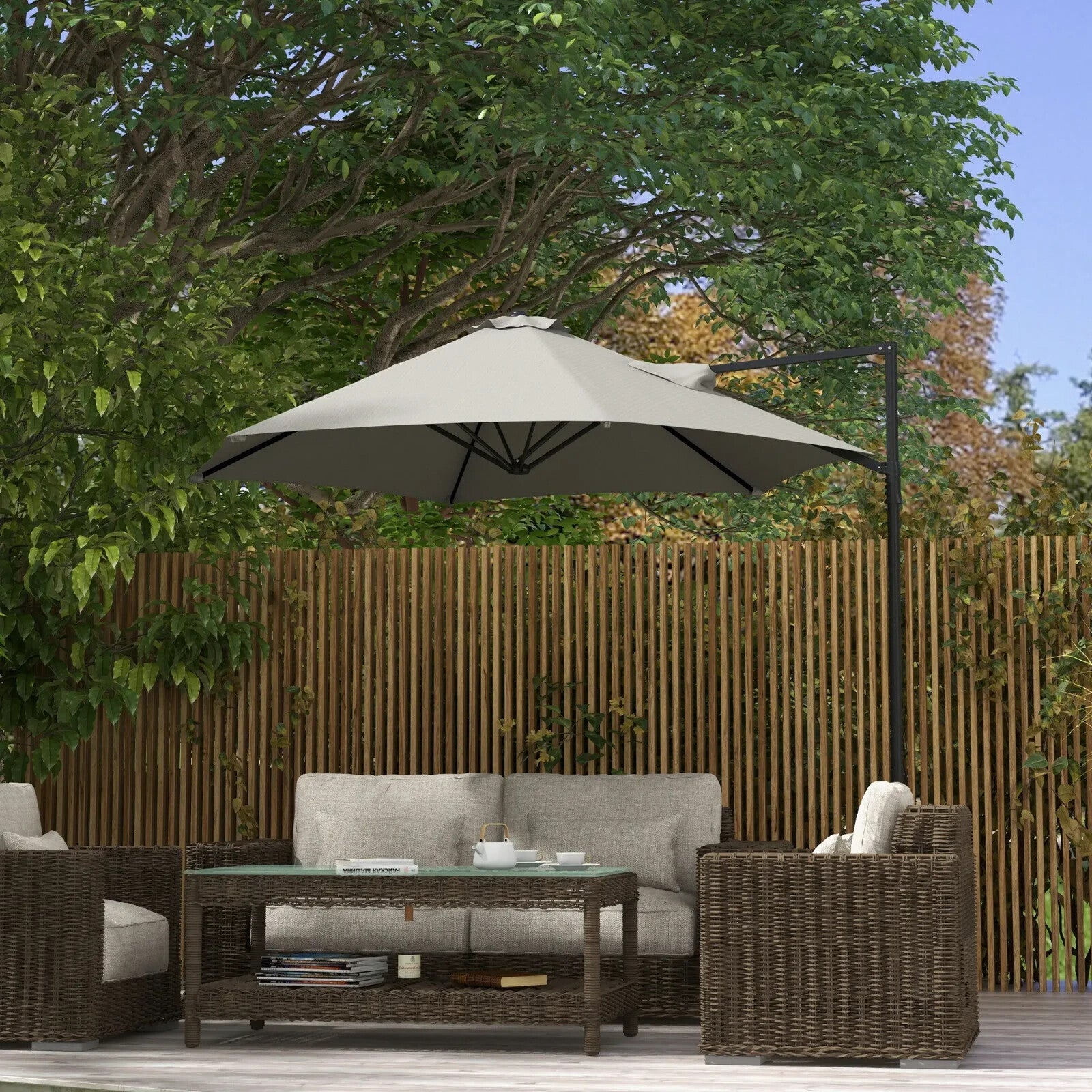 2.5m Garden Cantilever Parasol Offset Umbrella Hanging Sun Shade Canopy Shelter - Home and Garden Furniture Shop - rustic - furniture