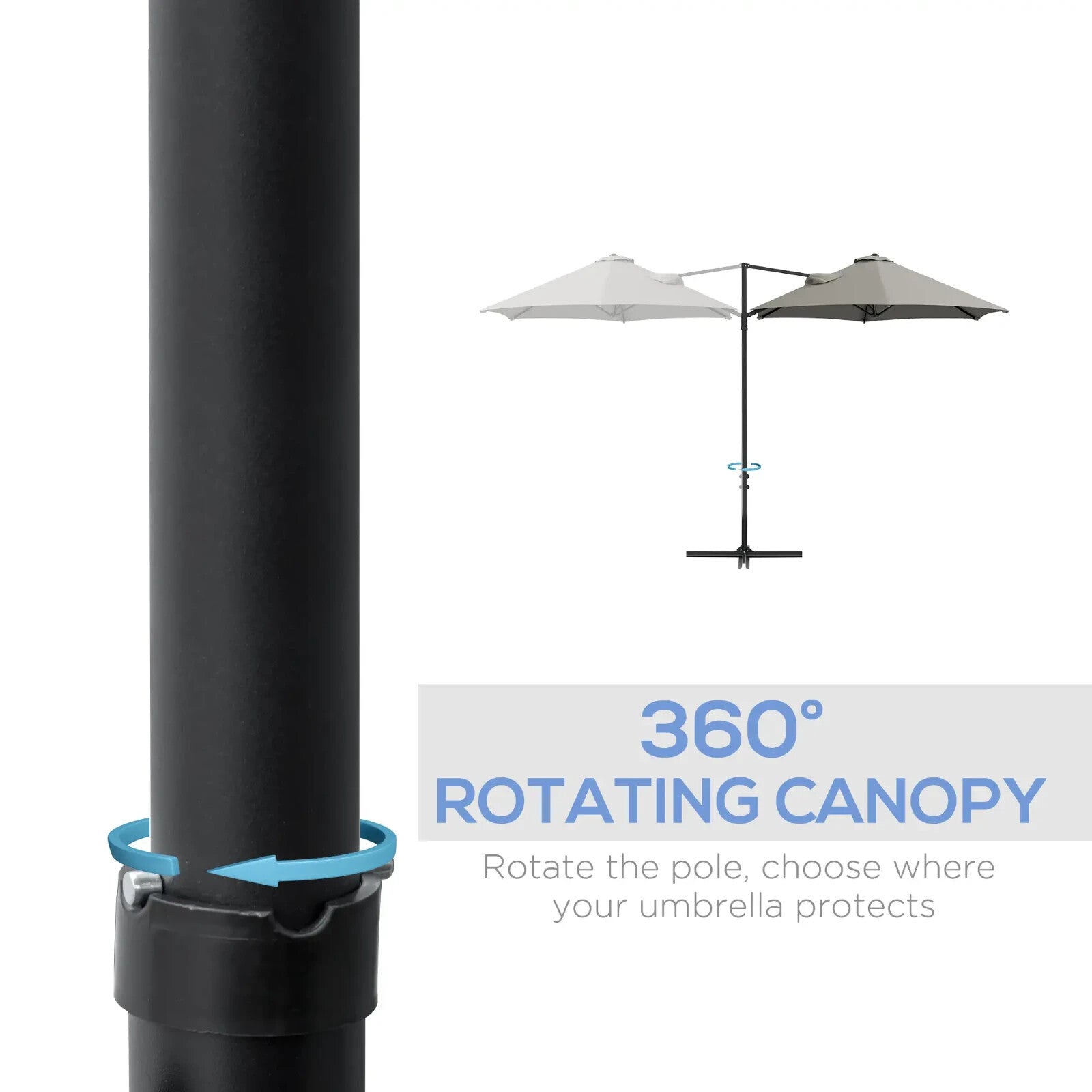 2.5m Garden Cantilever Parasol Offset Umbrella Hanging Sun Shade Canopy Shelter - Home and Garden Furniture Shop - rustic - furniture