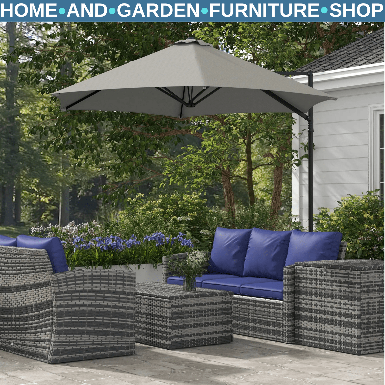 2.5m Garden Cantilever Parasol Offset Umbrella Hanging Sun Shade Canopy Shelter - Home and Garden Furniture Shop - rustic - furniture