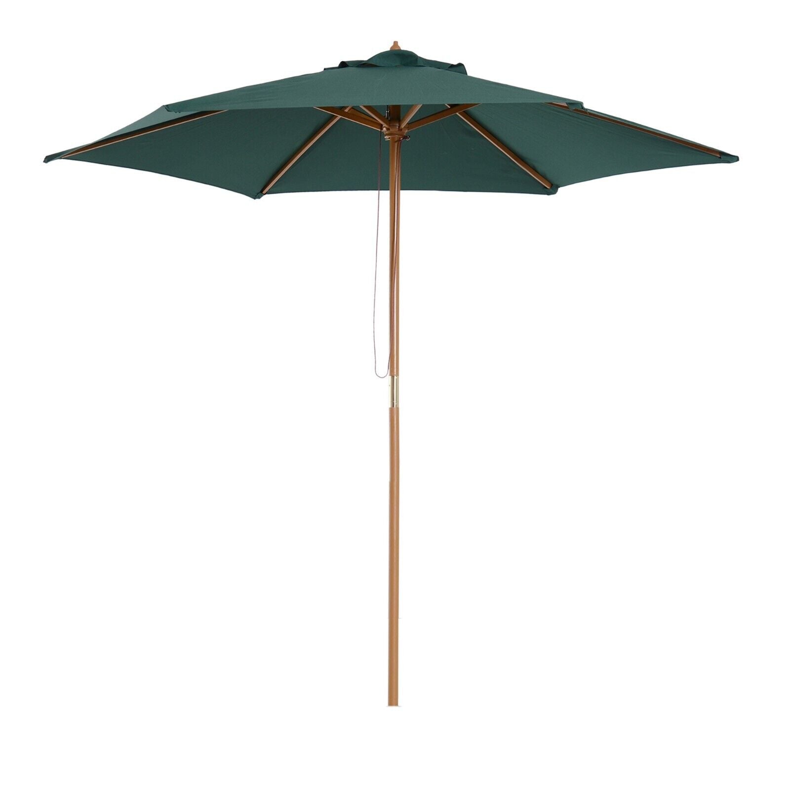 2.5m Garden Patio Parasol Sun Shade Outdoor Wooden Umbrella Canopy Green Cover - Home and Garden Furniture Shop - #rustic - furniture#