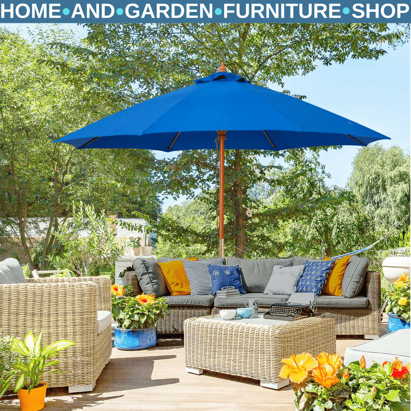 2.5m Wooden Garden Parasol Sun Shade Patio Umbrella Canopy with Ventilation - Home and Garden Furniture Shop - rustic - furniture