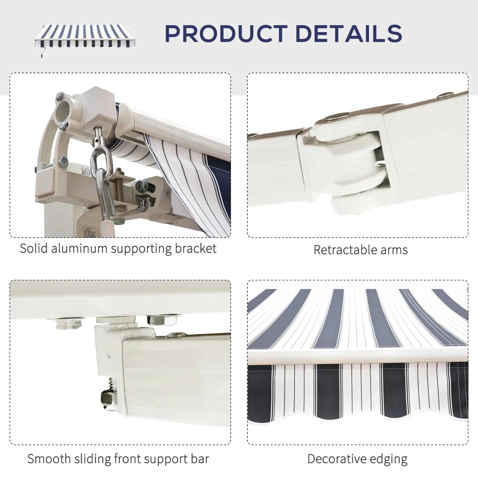 2.5M x 2M Manual Awning Canopy Retractable Sun Shade Patio Shelter Side Cover - Home and Garden Furniture Shop - rustic - furniture