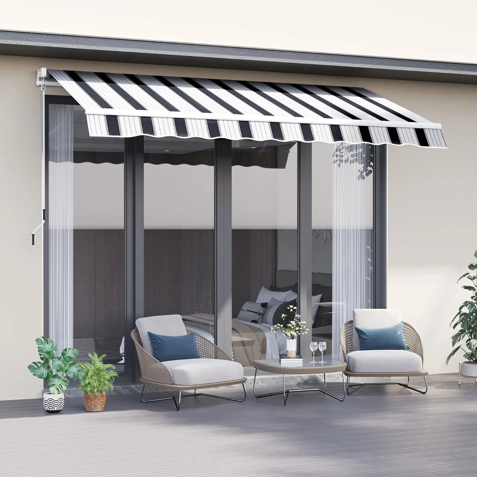 2.5M x 2M Manual Awning Canopy Retractable Sun Shade Patio Shelter Side Cover - Home and Garden Furniture Shop - rustic - furniture