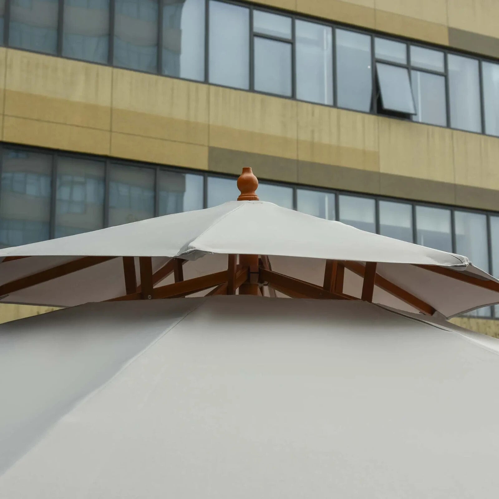 2.7 m Double Tier Wooden Garden Parasol Outdoor Patio Sun Umbrella for Shade - Home and Garden Furniture Shop - rustic - furniture