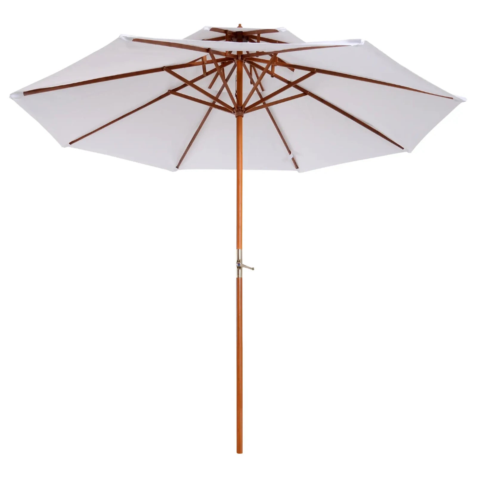 2.7m Double Tier Garden Parasol Bamboo Patio Umbrella Outdoor Sunshade Canopy - Home and Garden Furniture Shop - rustic - furniture