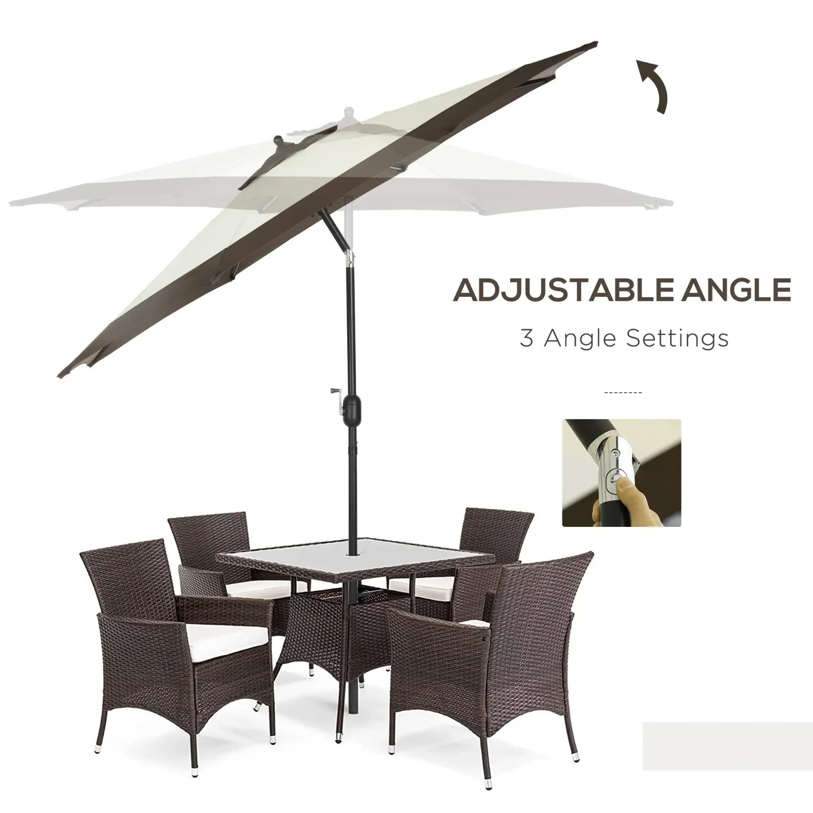 2.7m Garden Parasol Umbrella with Tilt Crank and 8 Ribs for Patio or Beach Use - Home and Garden Furniture Shop - rustic - furniture