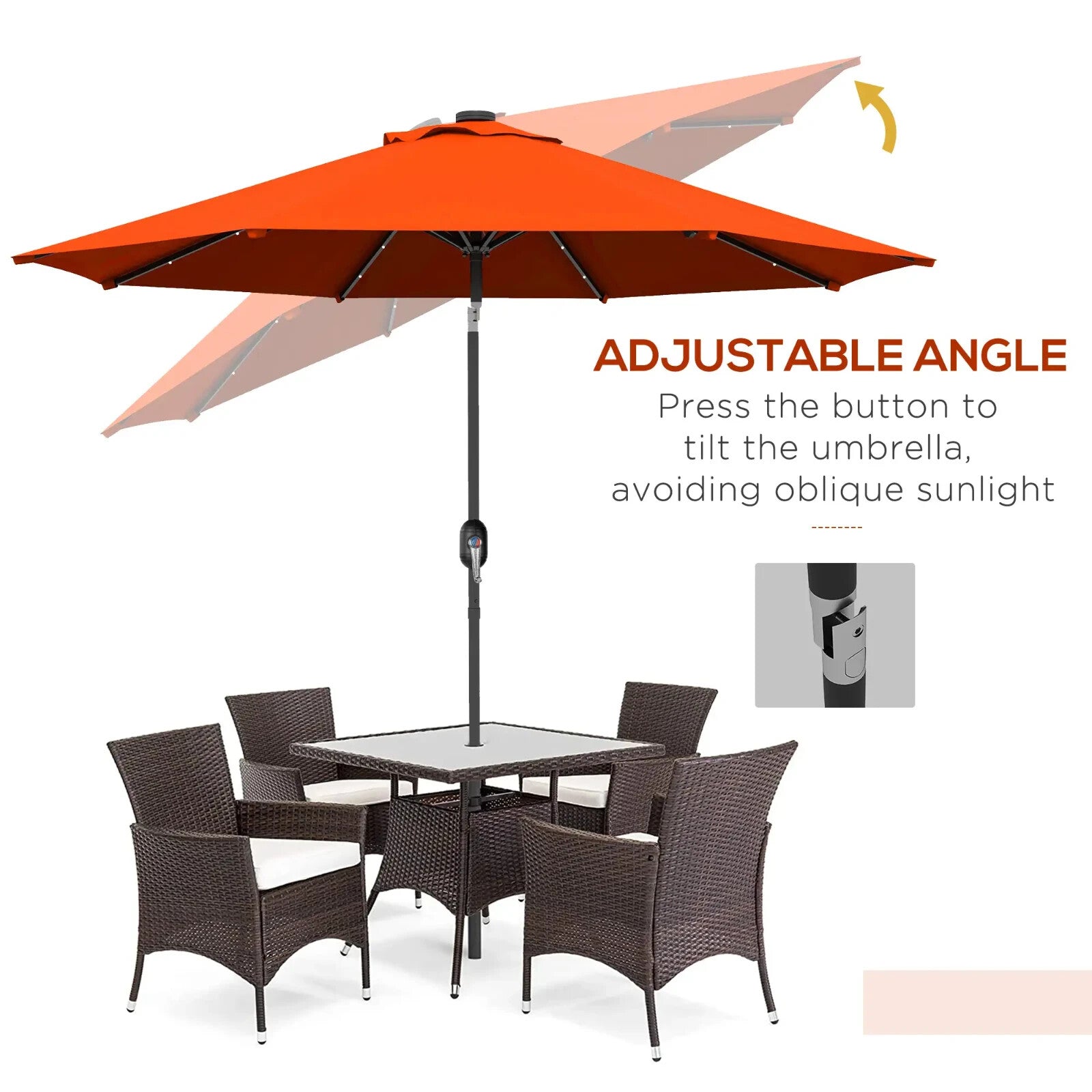 2.7m Patio Garden Parasol Umbrella with Tilt Crank and 24 LED Lights Outdoor Use - Home and Garden Furniture Shop - rustic - furniture