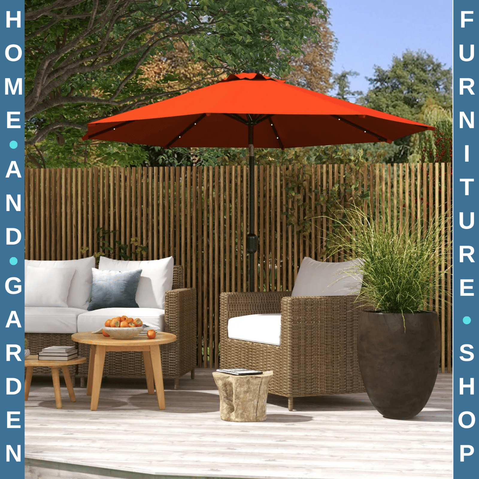 2.7m Patio Garden Parasol Umbrella with Tilt Crank and 24 LED Lights Outdoor Use - Home and Garden Furniture Shop - rustic - furniture