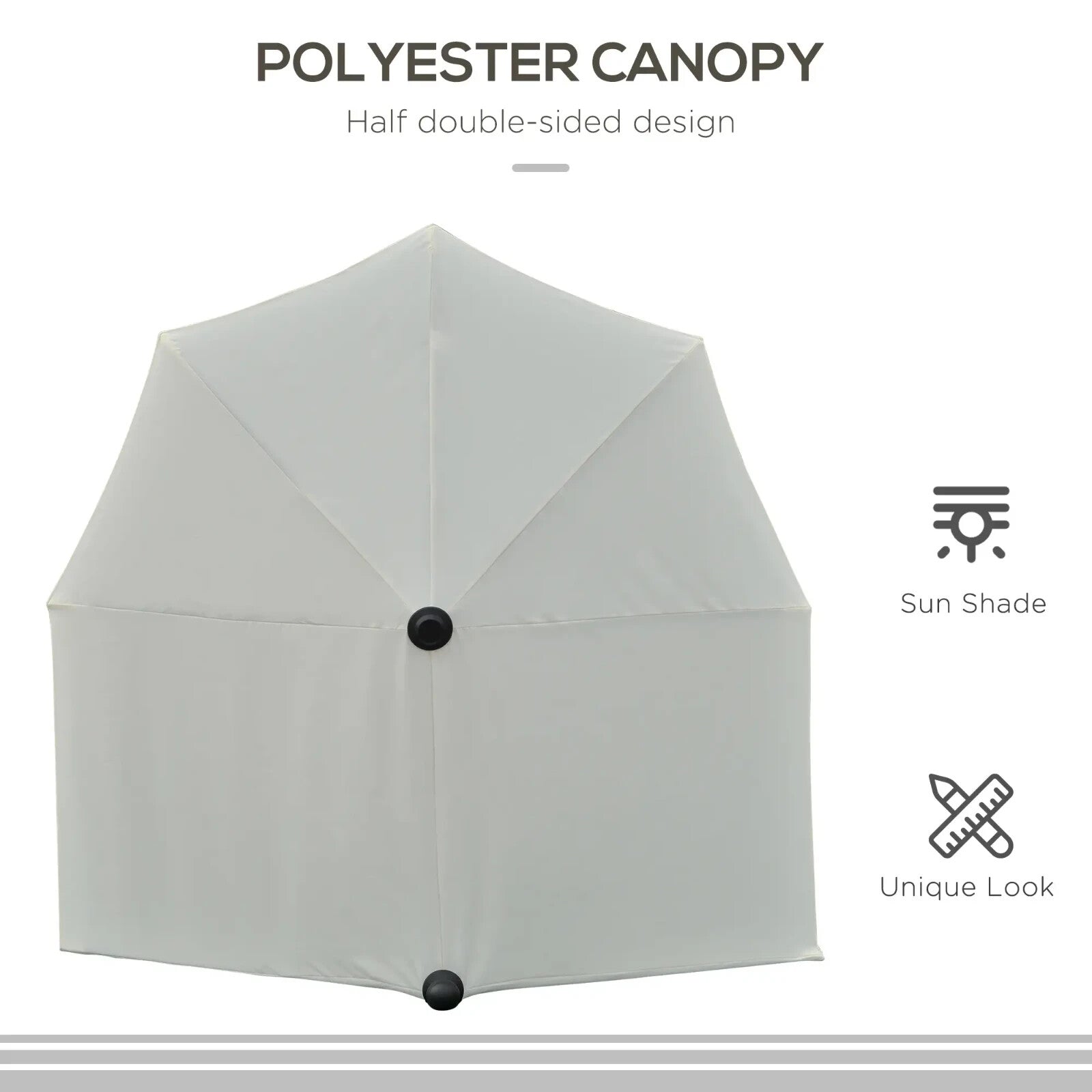 2m Half Parasol Garden Balcony Umbrella with Crank Handle and Base Stand White - Home and Garden Furniture Shop - rustic - furniture