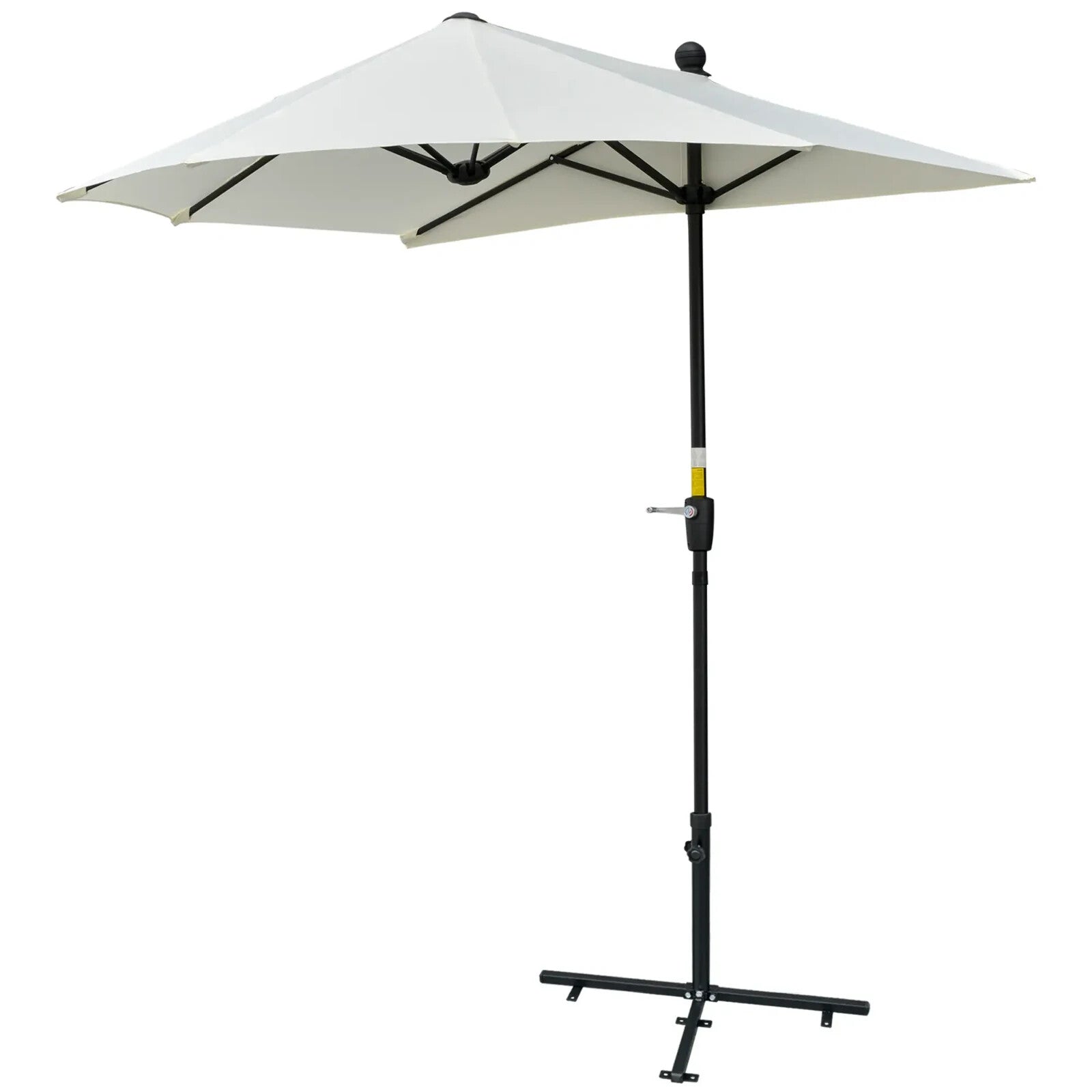 2m Half Parasol Garden Balcony Umbrella with Crank Handle and Base Stand White - Home and Garden Furniture Shop - rustic - furniture