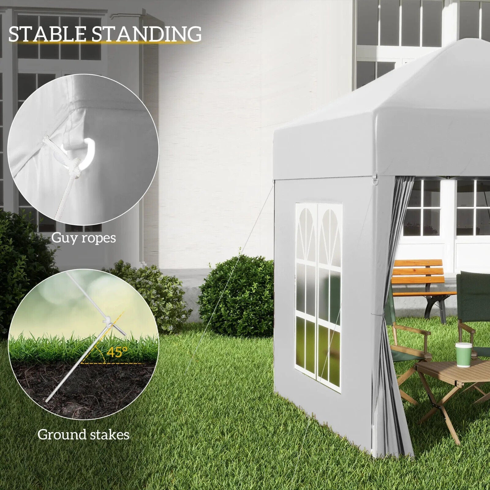 2m x 2m Garden Heavy Duty Pop Up Gazebo Marquee Party Tent Wedding Canopy White - Home and Garden Furniture Shop - #rustic - furniture#