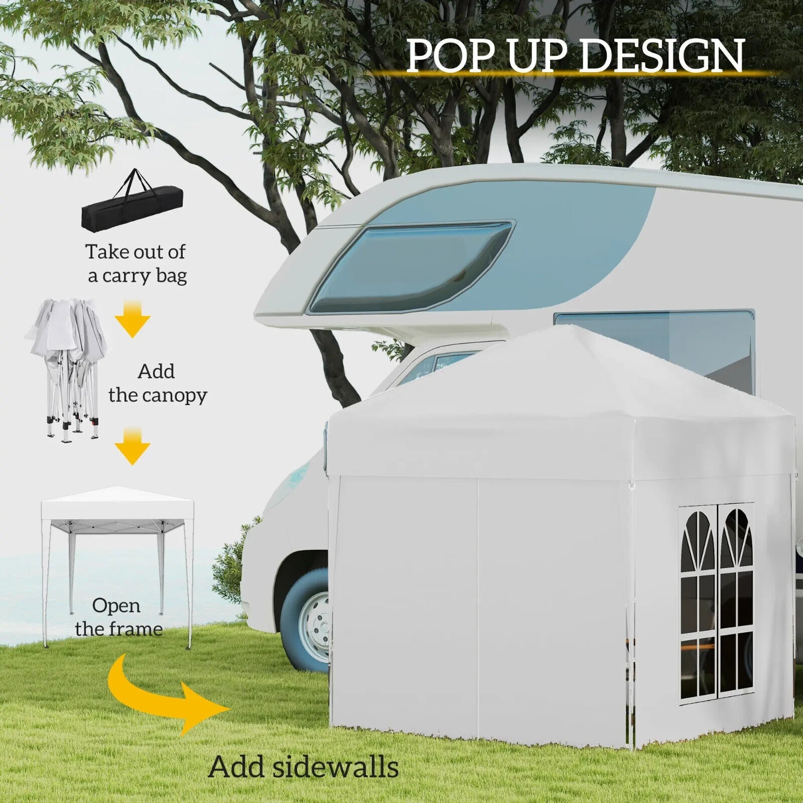 2m x 2m Garden Heavy Duty Pop Up Gazebo Marquee Party Tent Wedding Canopy White - Home and Garden Furniture Shop - #rustic - furniture#