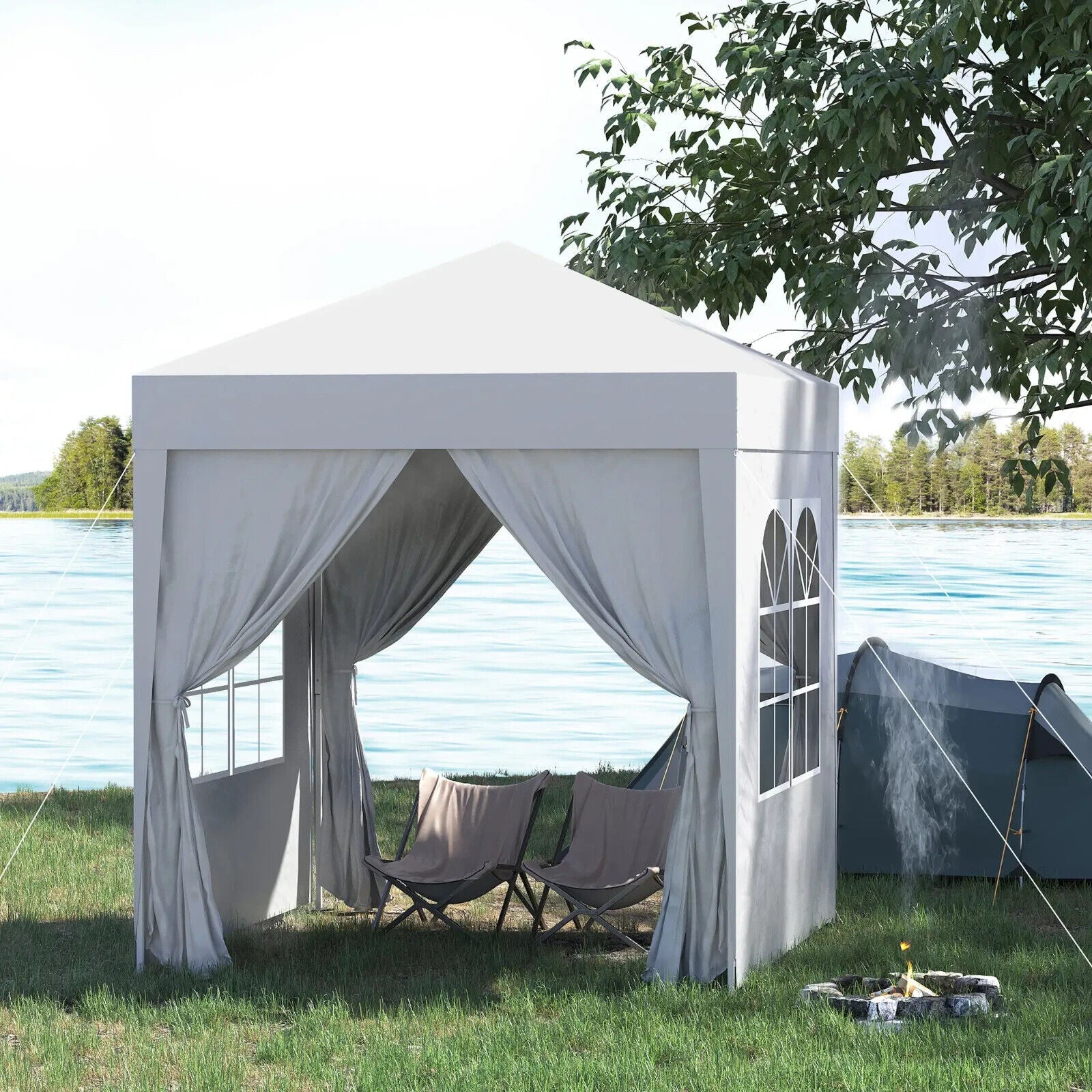 2m x 2m Garden Heavy Duty Pop Up Gazebo Marquee Party Tent Wedding Canopy White - Home and Garden Furniture Shop - #rustic - furniture#
