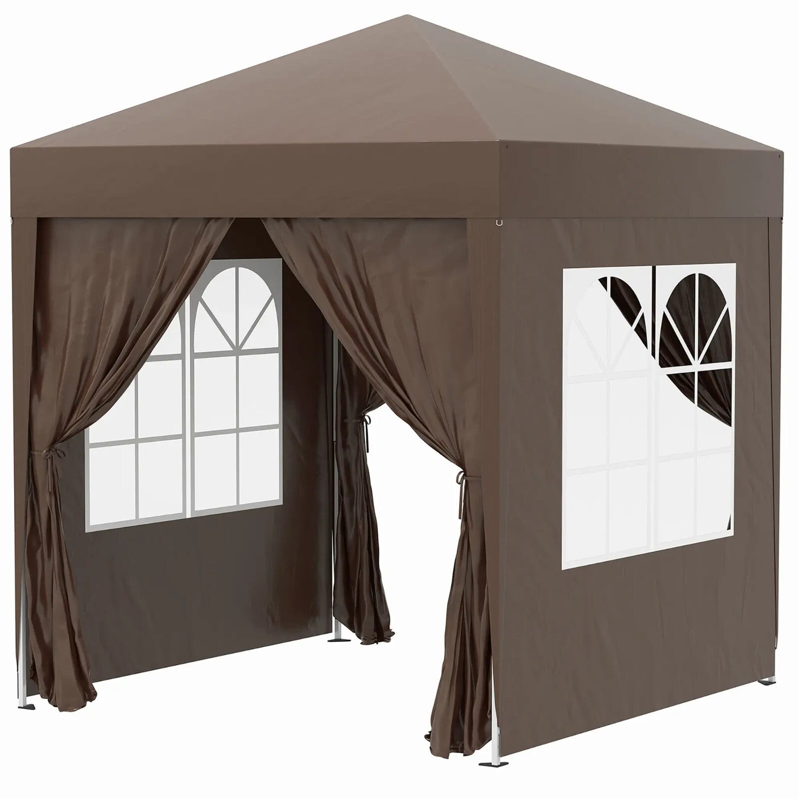 2m x 2m Pop Up Gazebo Party Tent Canopy with Doors Windows and Carry Bag Outdoor - Home and Garden Furniture Shop - rustic - furniture