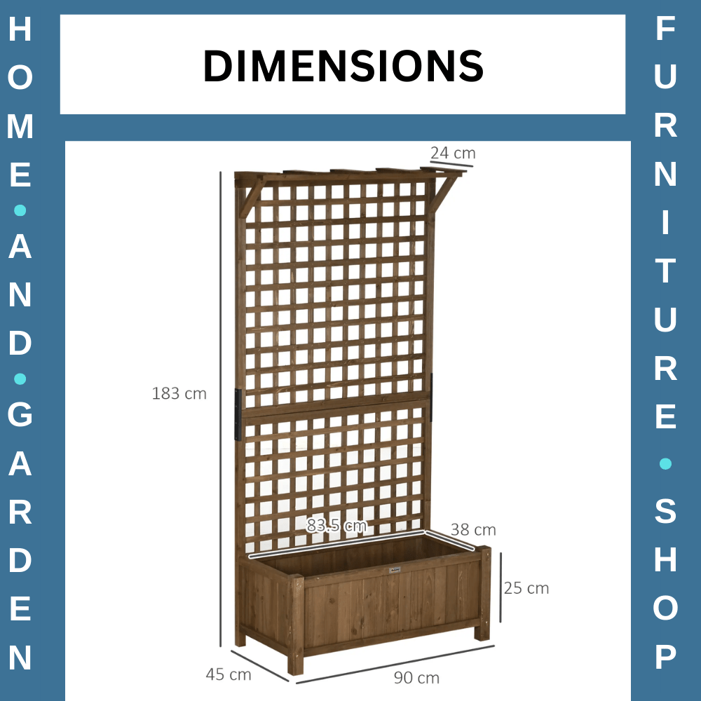 2pcs Wooden Raised Bed Planter w/ Trellis & Drainage Holes for Climbing Plants - Home and Garden Furniture Shop - #rustic - furniture#