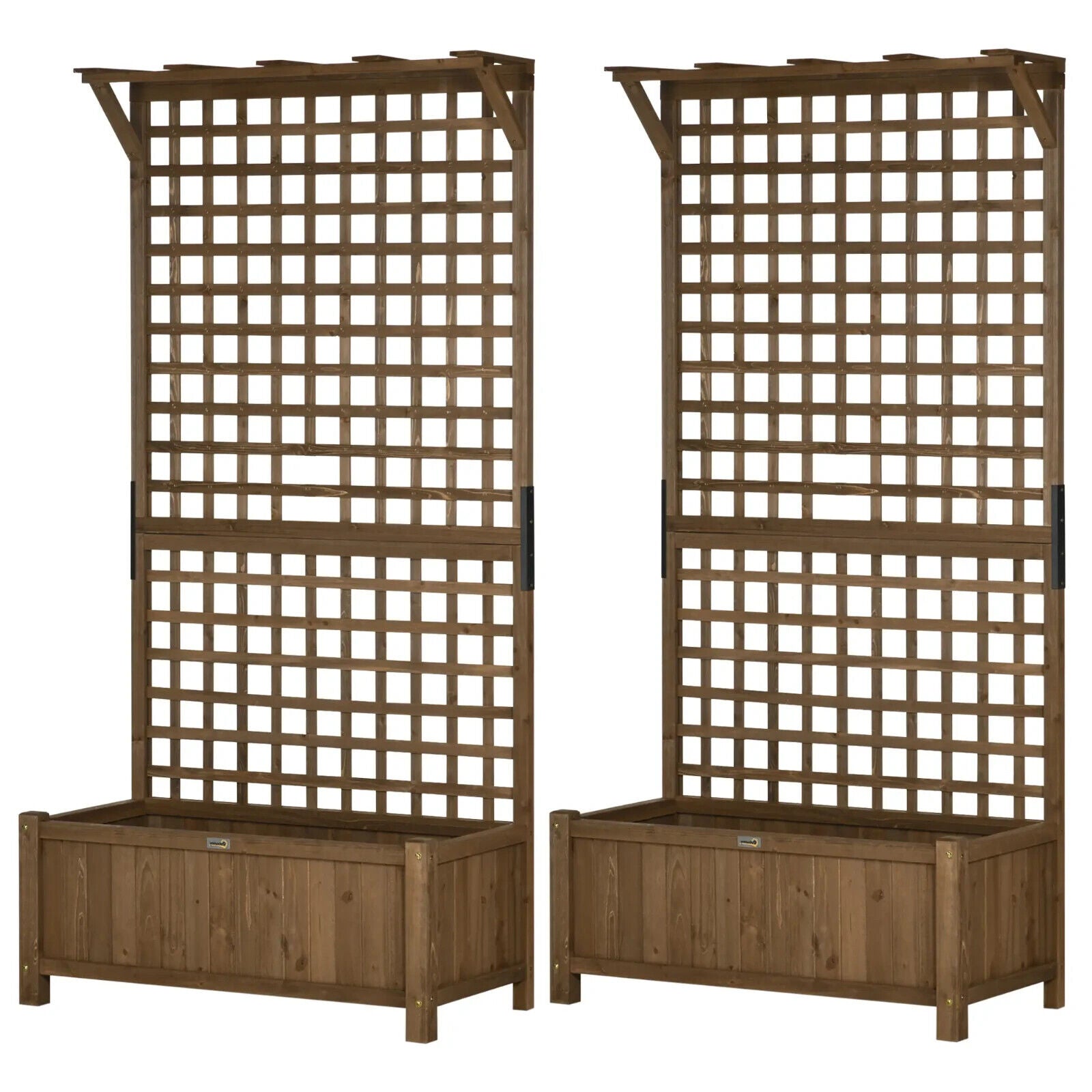 2pcs Wooden Raised Bed Planter w/ Trellis & Drainage Holes for Climbing Plants - Home and Garden Furniture Shop - #rustic - furniture#