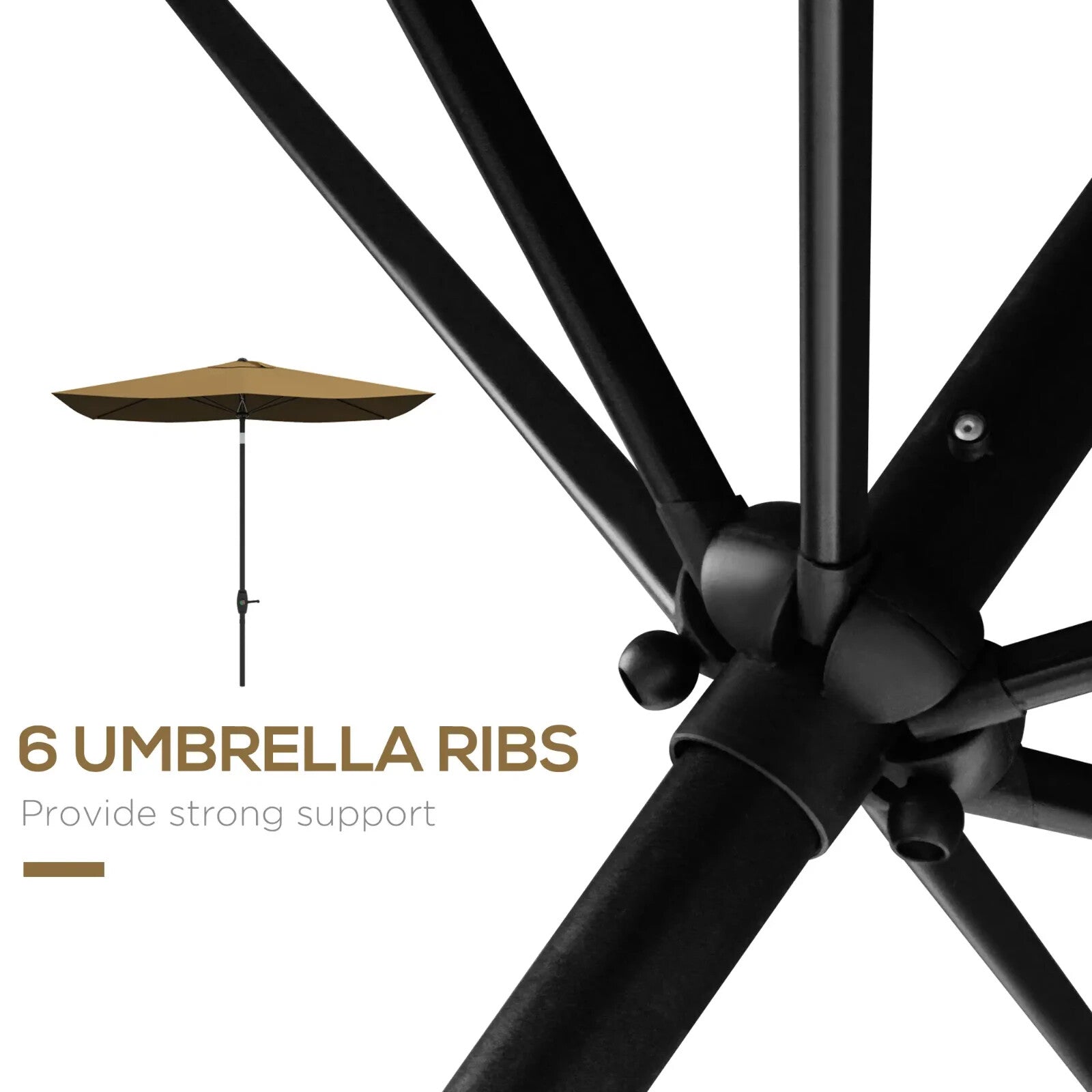 2x3m Rectangular Garden Parasol w/ Crank Tilt Market Umbrella Sun Shade Outdoor - Home and Garden Furniture Shop - rustic - furniture