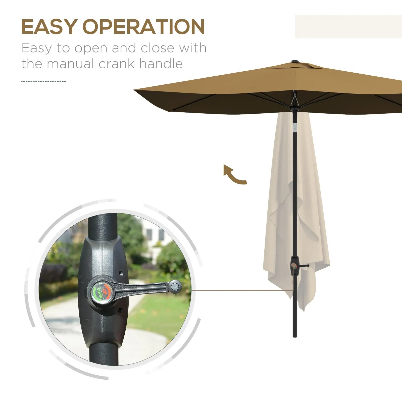 2x3m Rectangular Garden Parasol w/ Crank Tilt Market Umbrella Sun Shade Outdoor - Home and Garden Furniture Shop - rustic - furniture