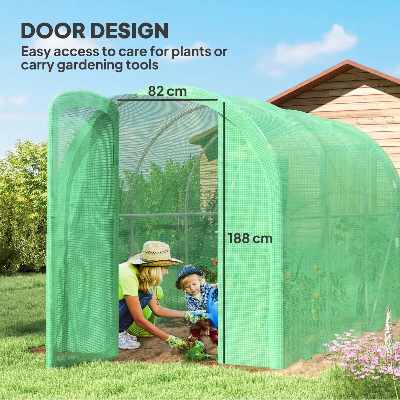 3 × 2 × 2m Polytunnel Greenhouse Walk In Grow House w/ PE Cover and Hinged Door - Home and Garden Furniture Shop - rustic - furniture