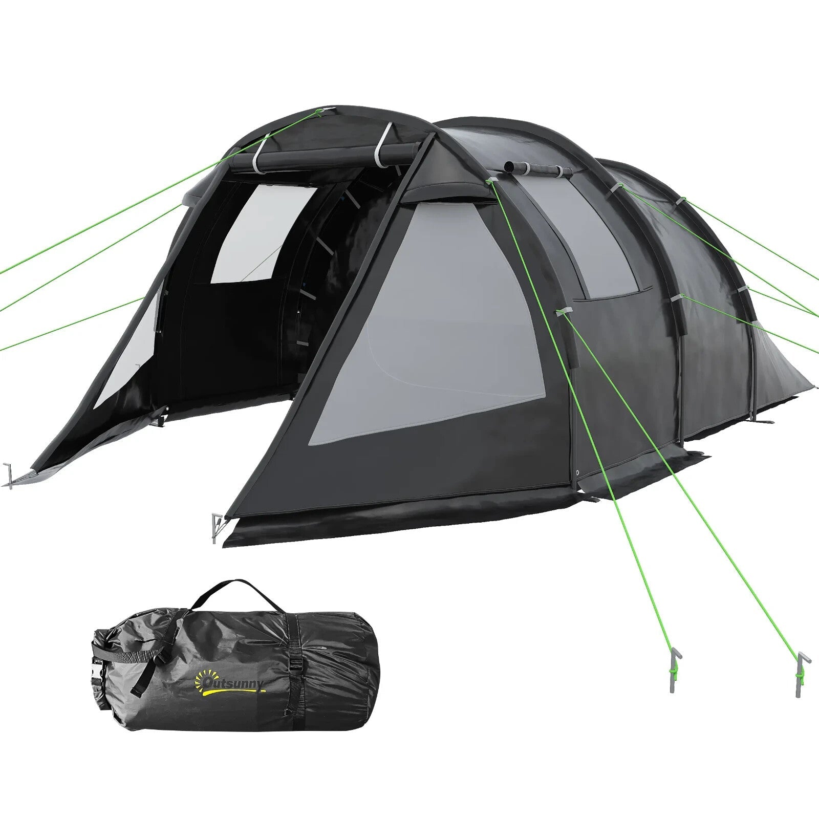 3 - 4 Man Tunnel Camping Tent with 2 Rooms Windows & Carry Bag for Hiking Fishing - Home and Garden Furniture Shop - rustic - furniture